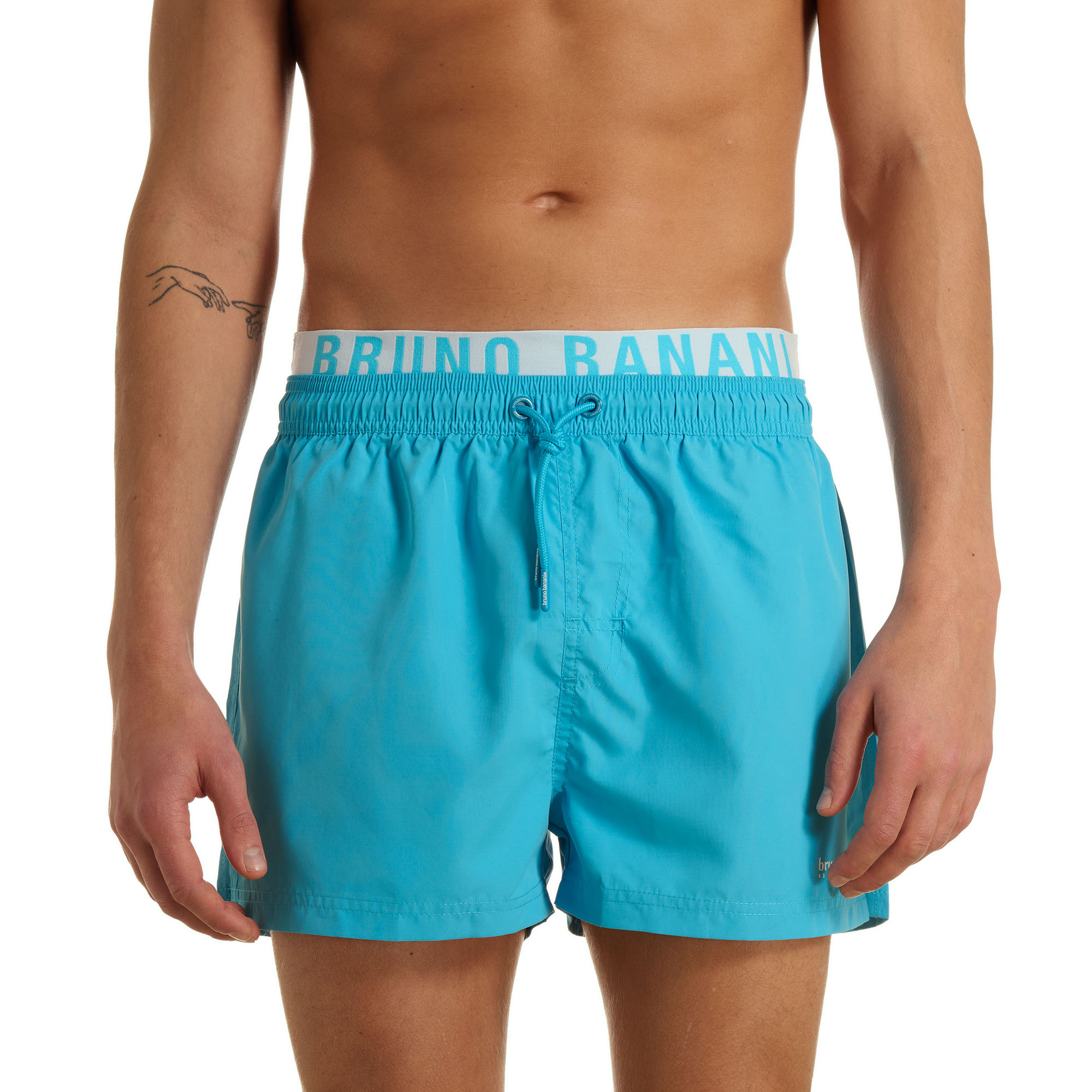 Schwimmshorts, Türkis, Kordelzug, elastischer Bund, Logo-Bund