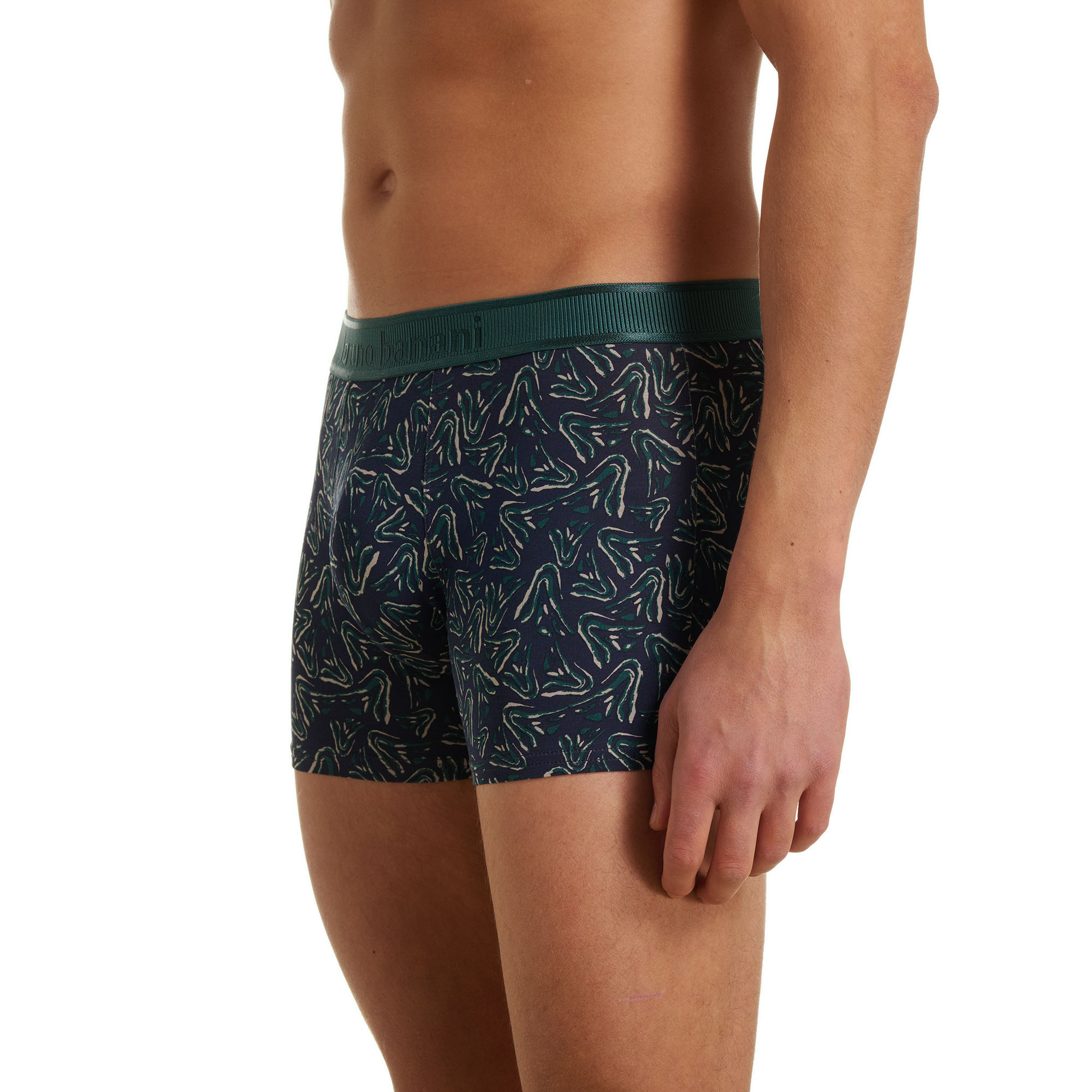 Herren-Boxershorts, Dunkelblau, Abstraktes Muster, Elastischer Bund, Kurzes Bein