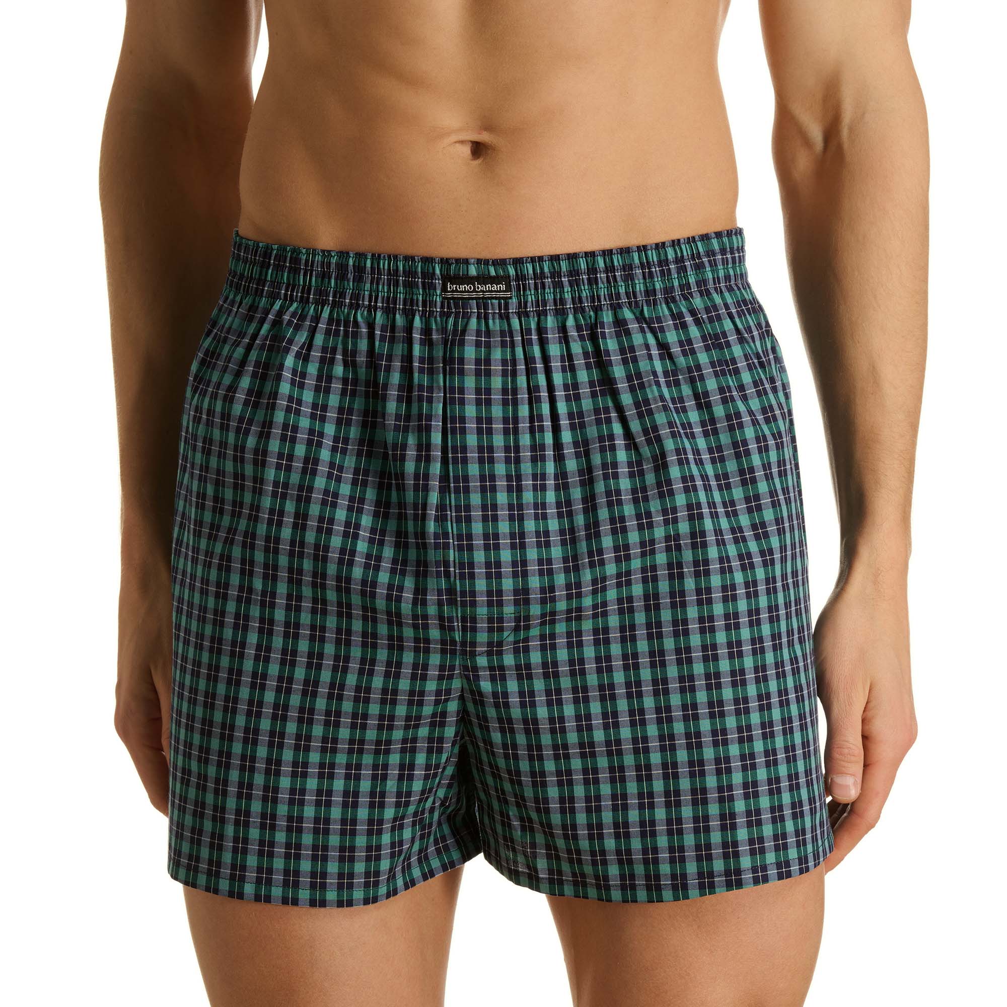 Boxerhosen, Karomuster, Grün-Blau, elastischer Bund, Herrenunterwäsche