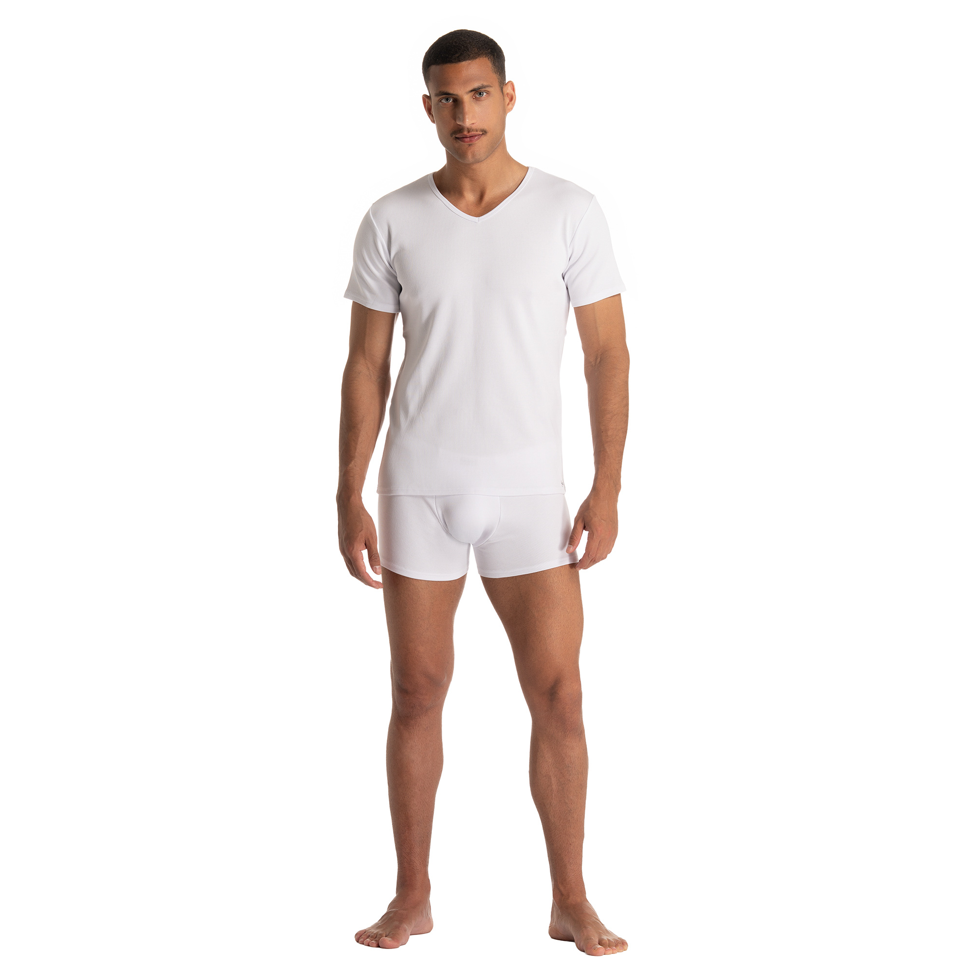 V-Shirt Fine Rib Erwachsener, Männlich, Mann, Person, Strandmode