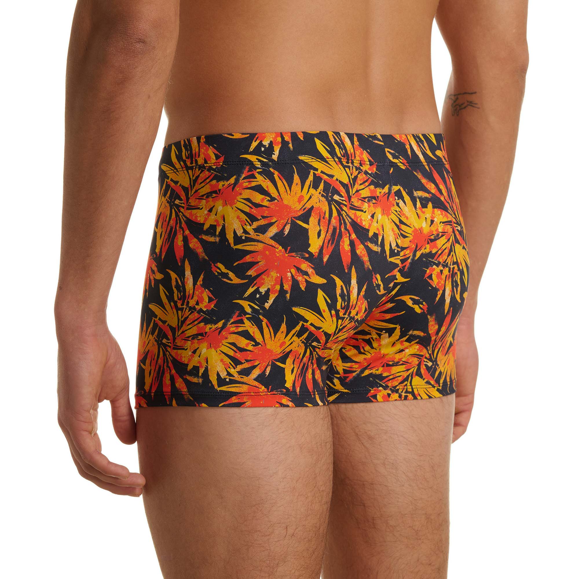 Badehose, Boardshort, Shorts, Blumenmuster, Orange Gelb