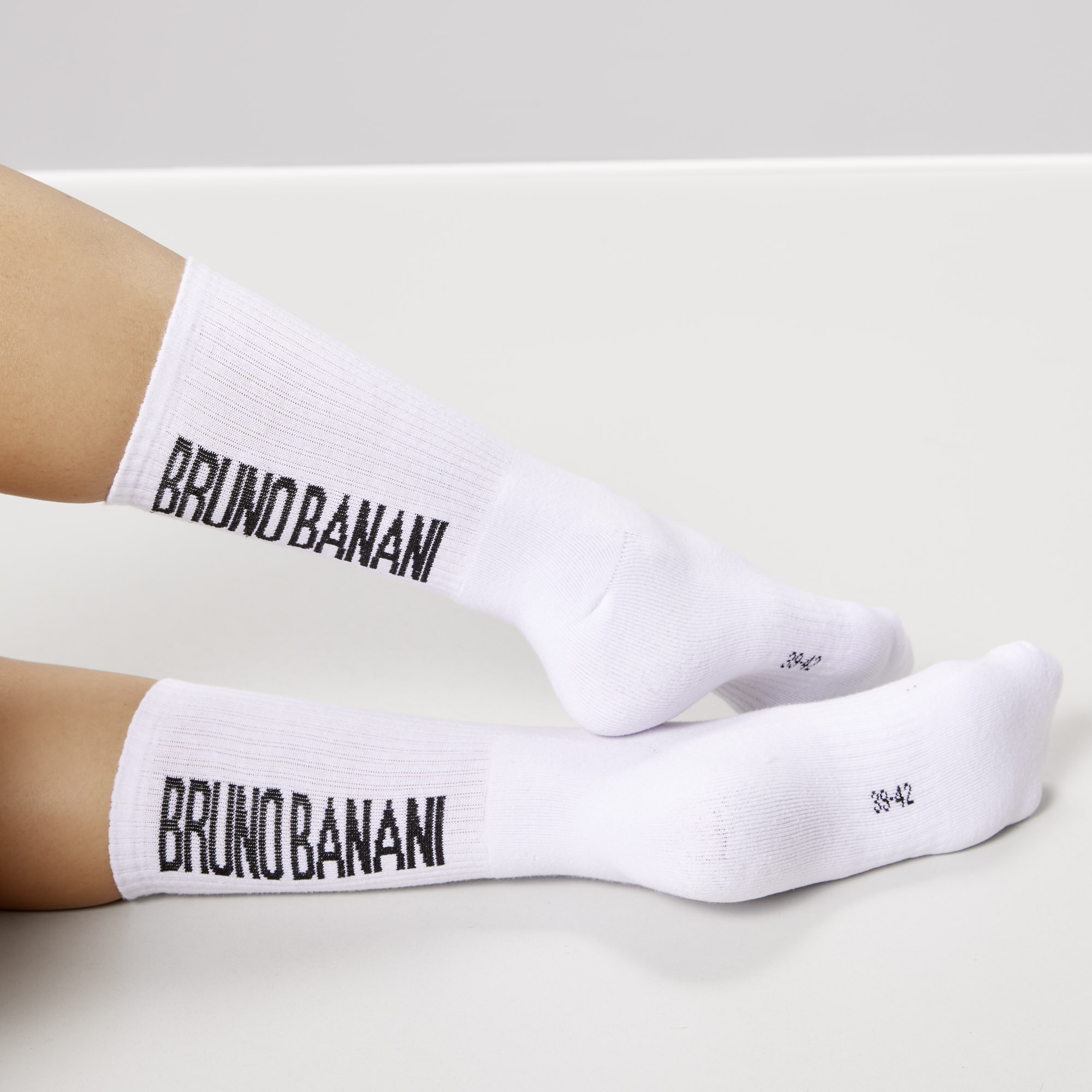 Socken, Weiße Socken, Laufsocken, Knöchelhoch, Schriftzug BRUNOBANANI