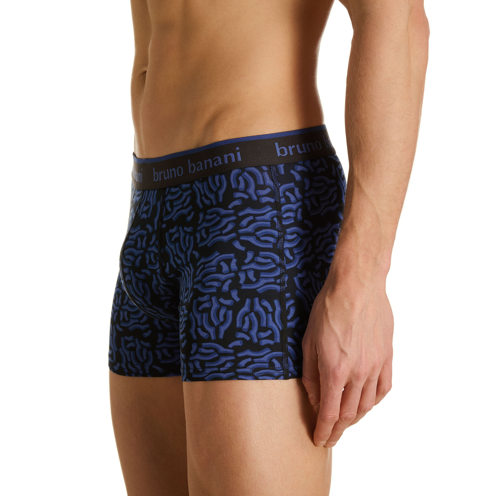 boxer, unterwäsche, muster, blau, elastischer-saum