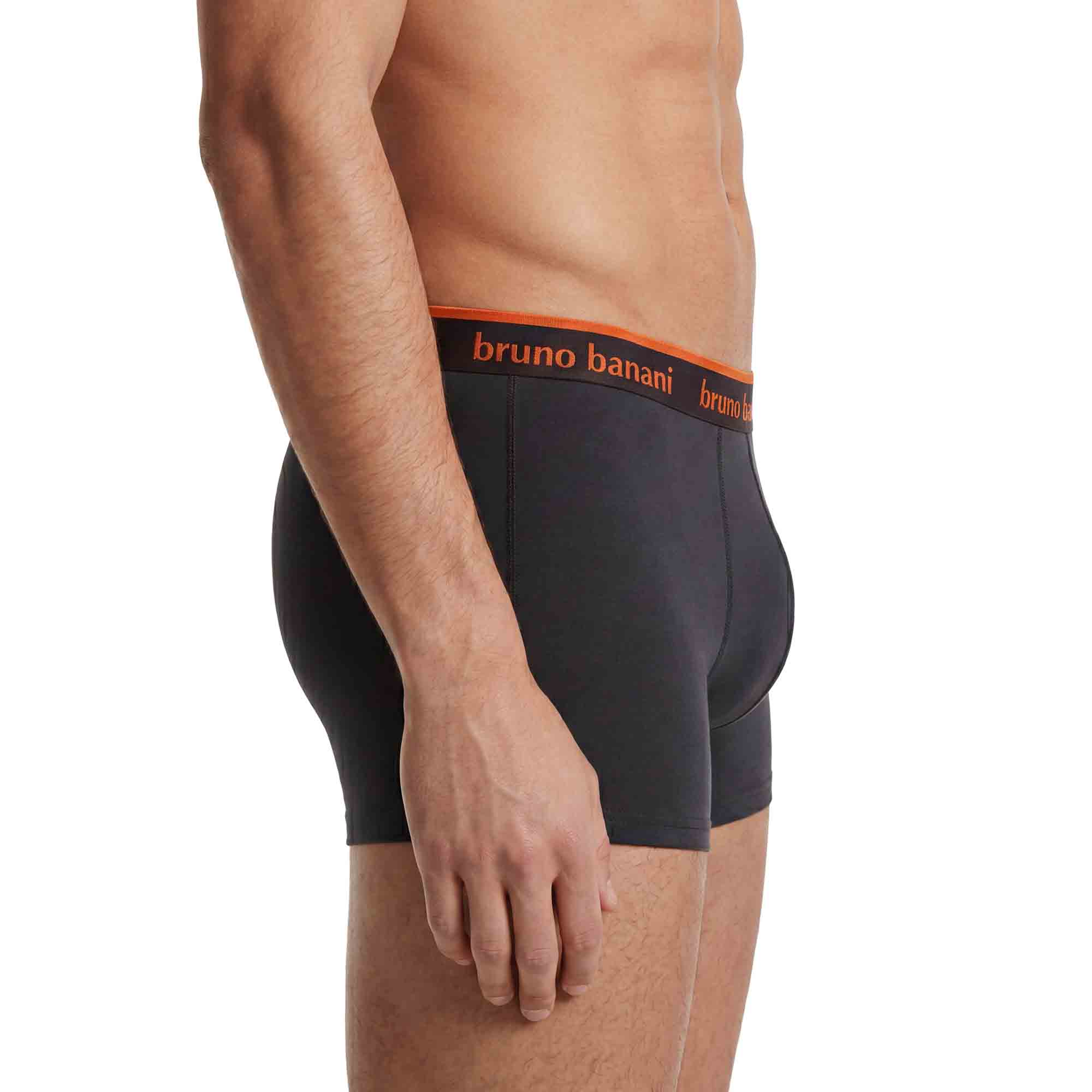 Herren-Boxershorts, Dunkelgrau, Orangefarbener Bund, Elastischer Bund