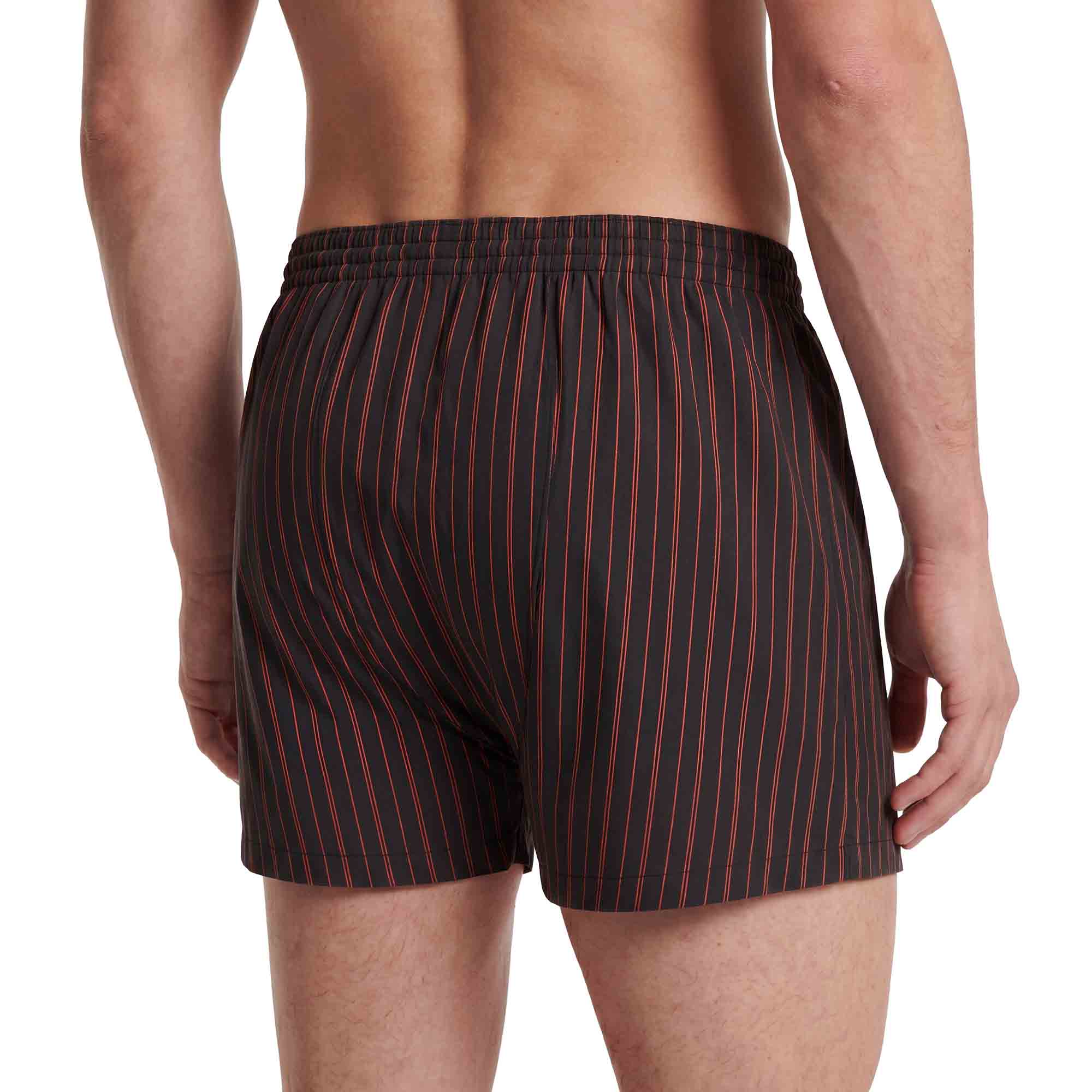 Herren-Boxershorts, Schwarz, Rot gestreift, Elastischer Bund