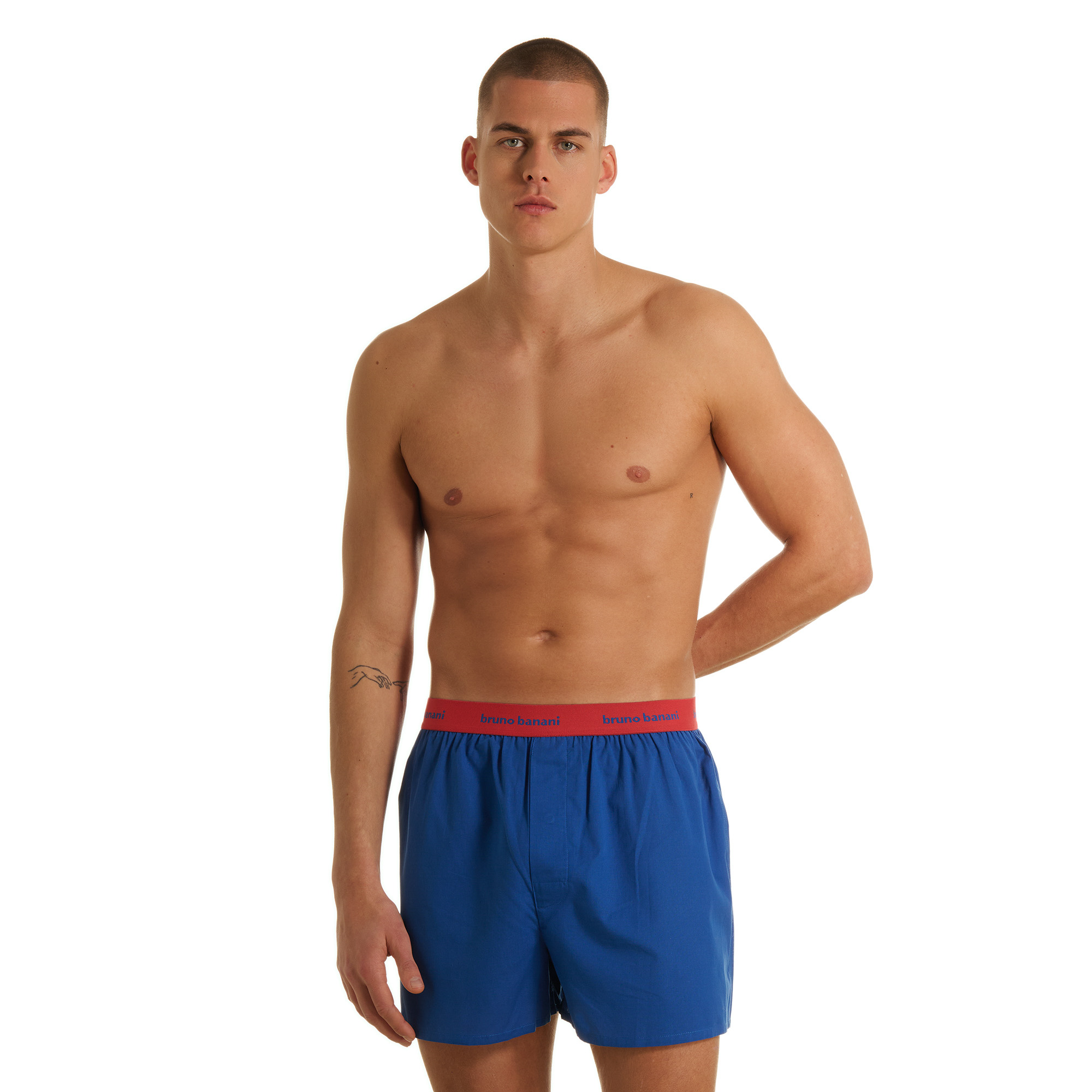 Herren-Boxershorts, Boxershorts, Kurze Hose, Blau, Elastischer Bund