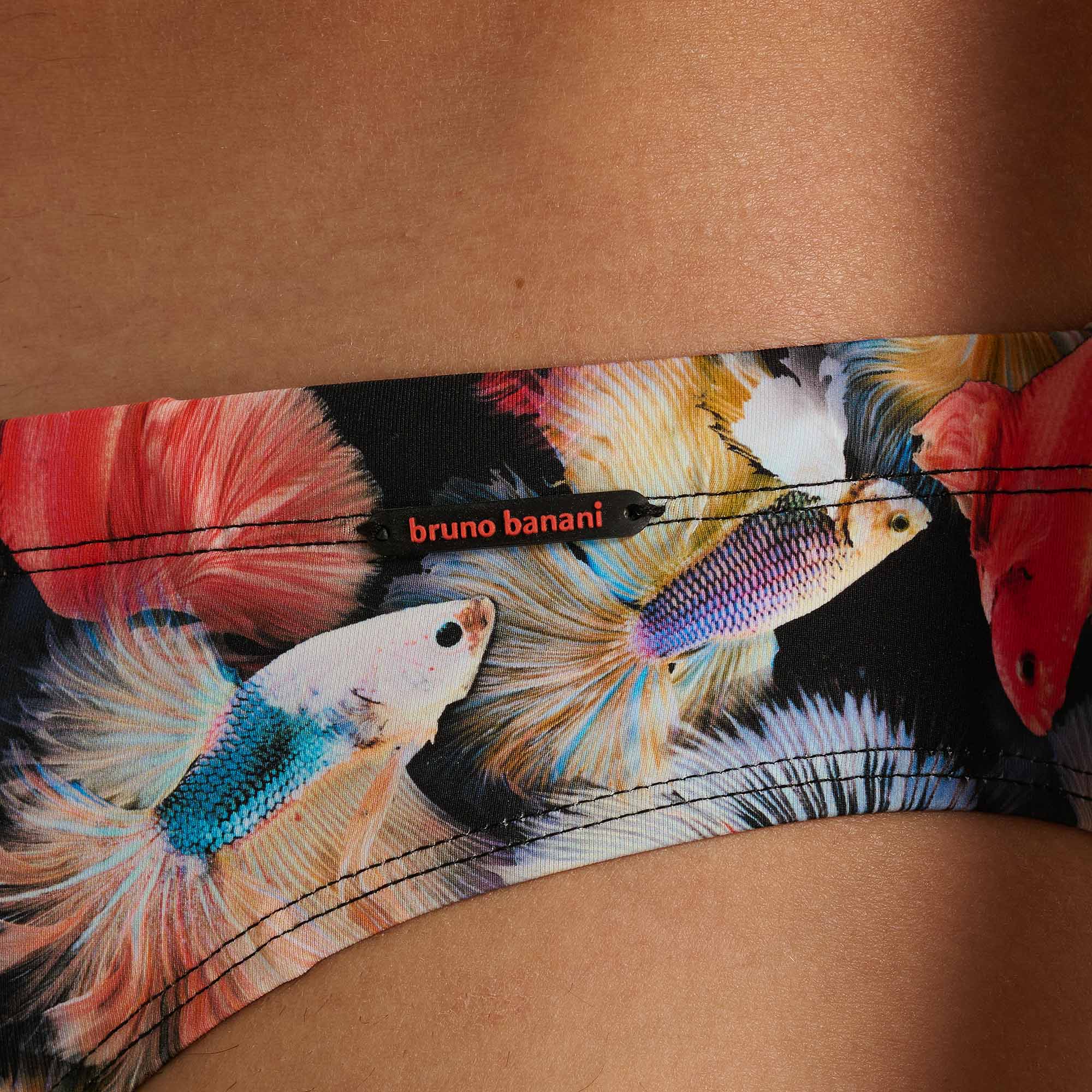 Bikini, Druck, Fischmuster, Schnüre, Markenetikett