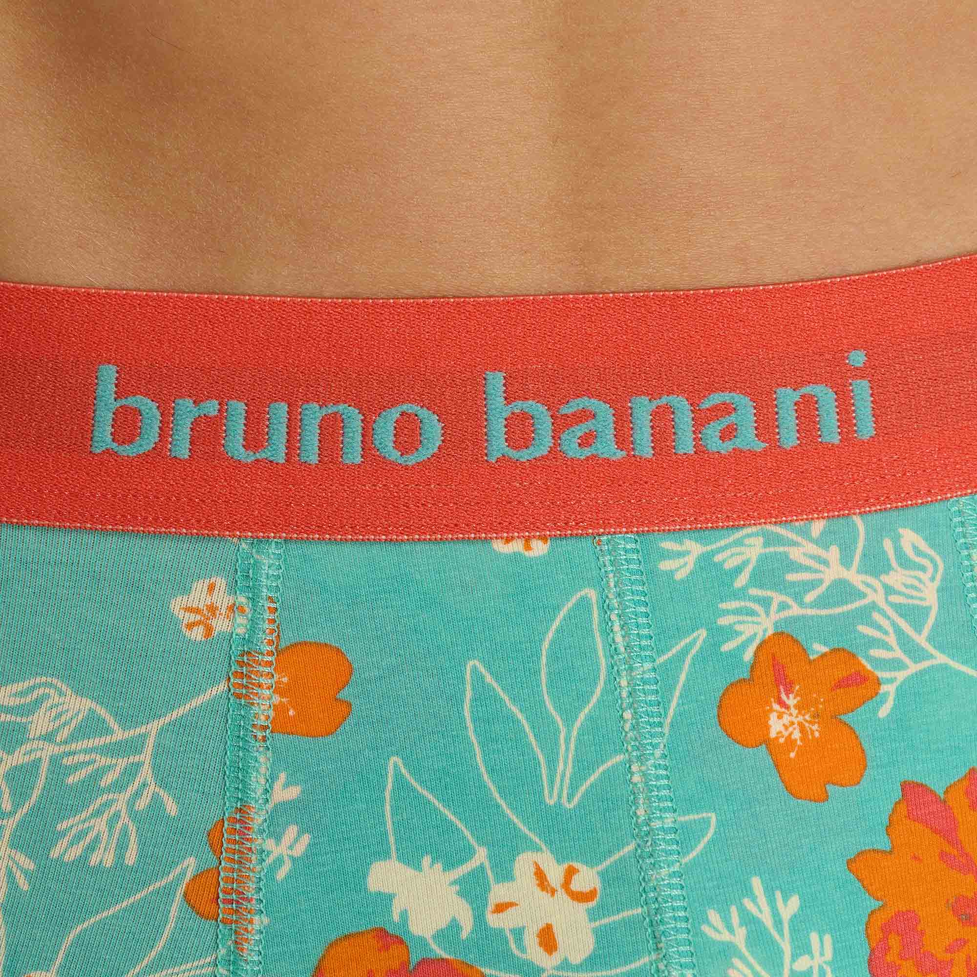 Unterwäsche, Hüftband, Blumiges Muster, Türkis, Orange Akzente