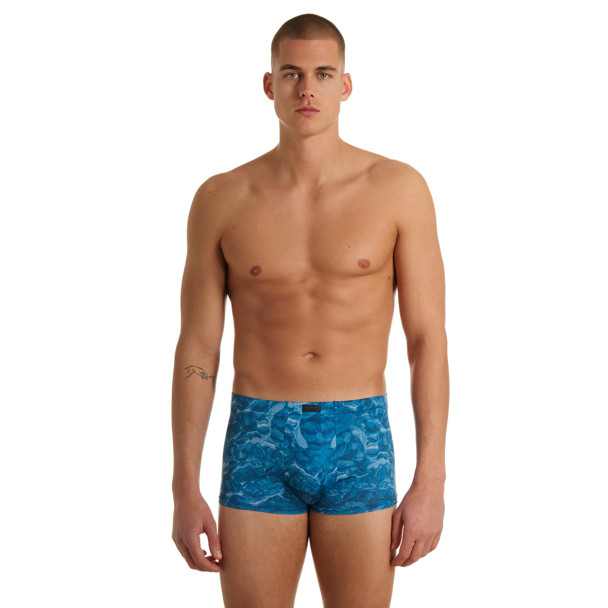 Badehose, Boxer, Schwimmshorts, Blau, Camouflage-Print