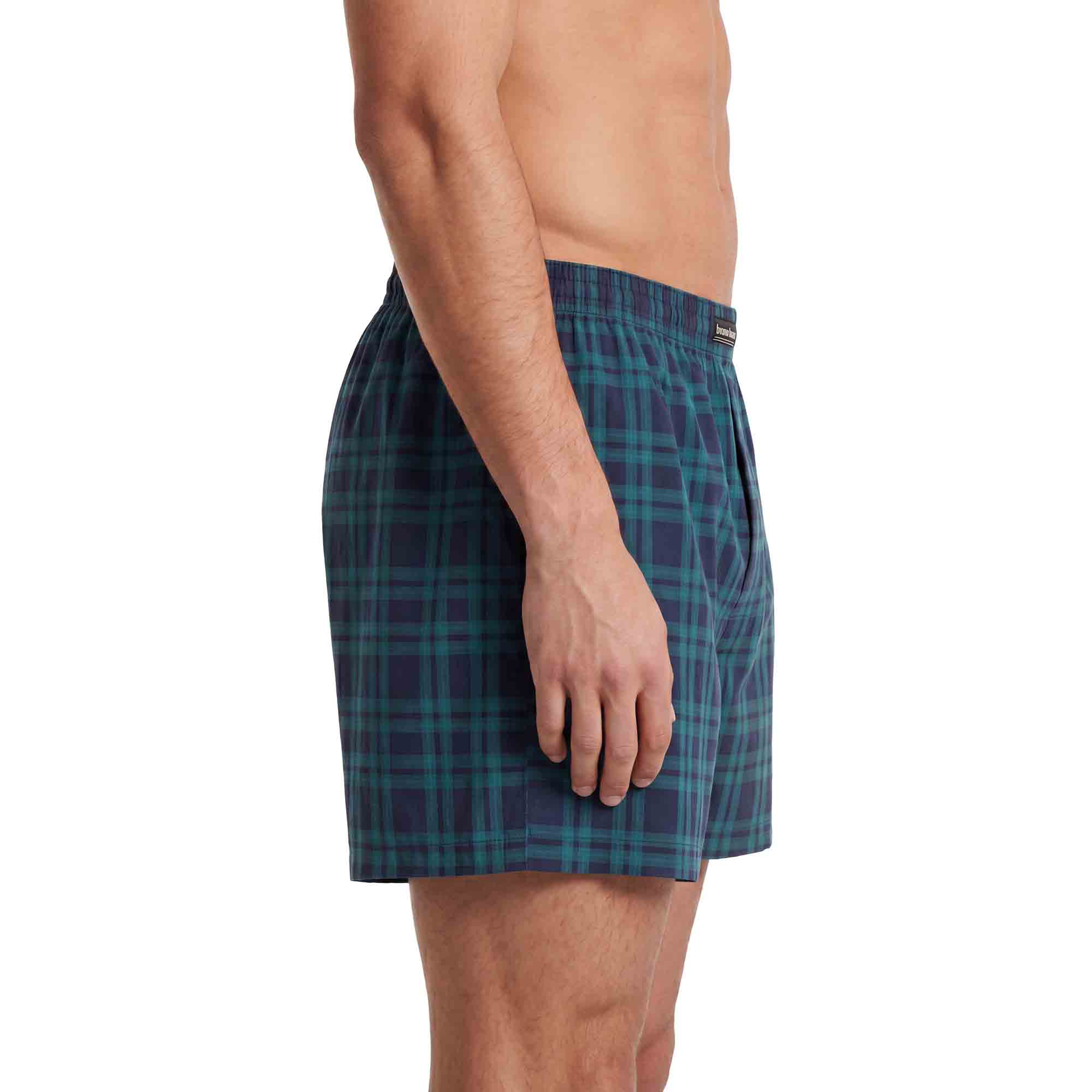Herren-Boxershorts, kariert, blau-grün, elastischer Bund