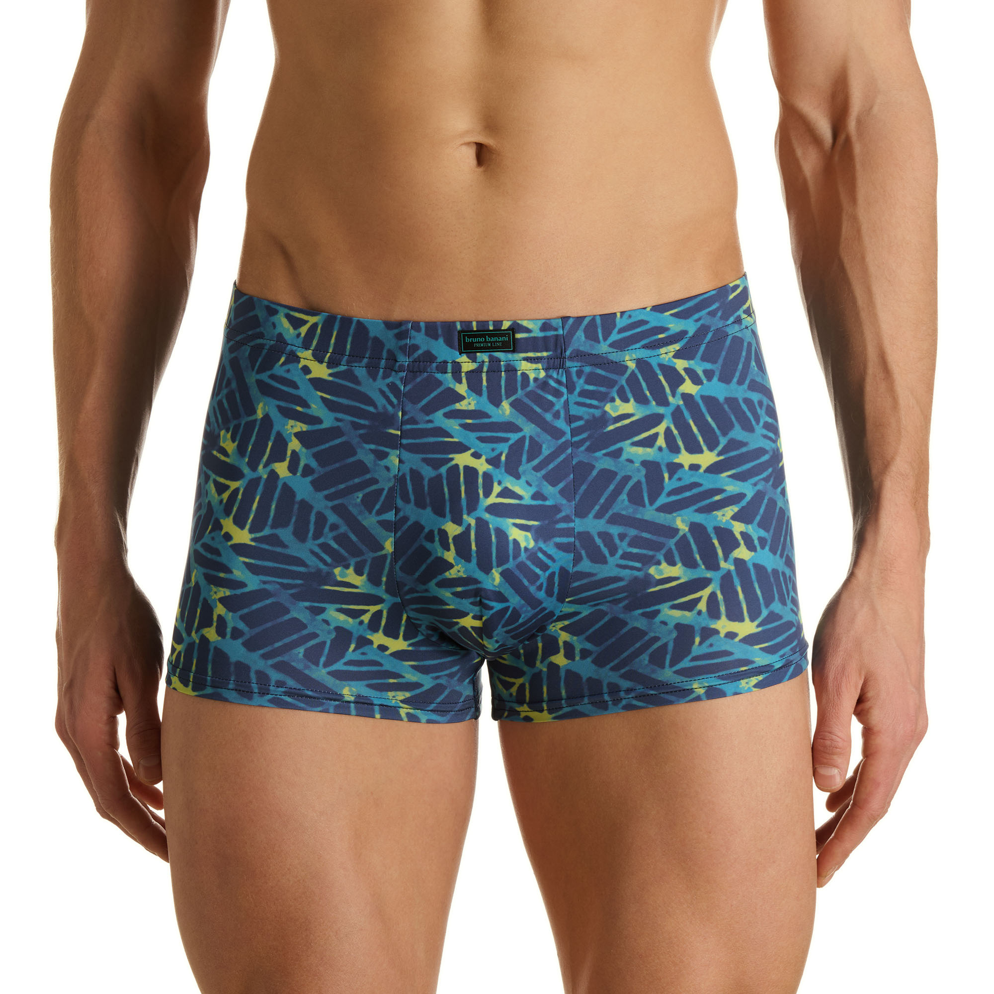Herren-Boxershorts, Blaue Unterwäsche, Geometrisches Muster, Kurzes Bein, Elastischer Bund