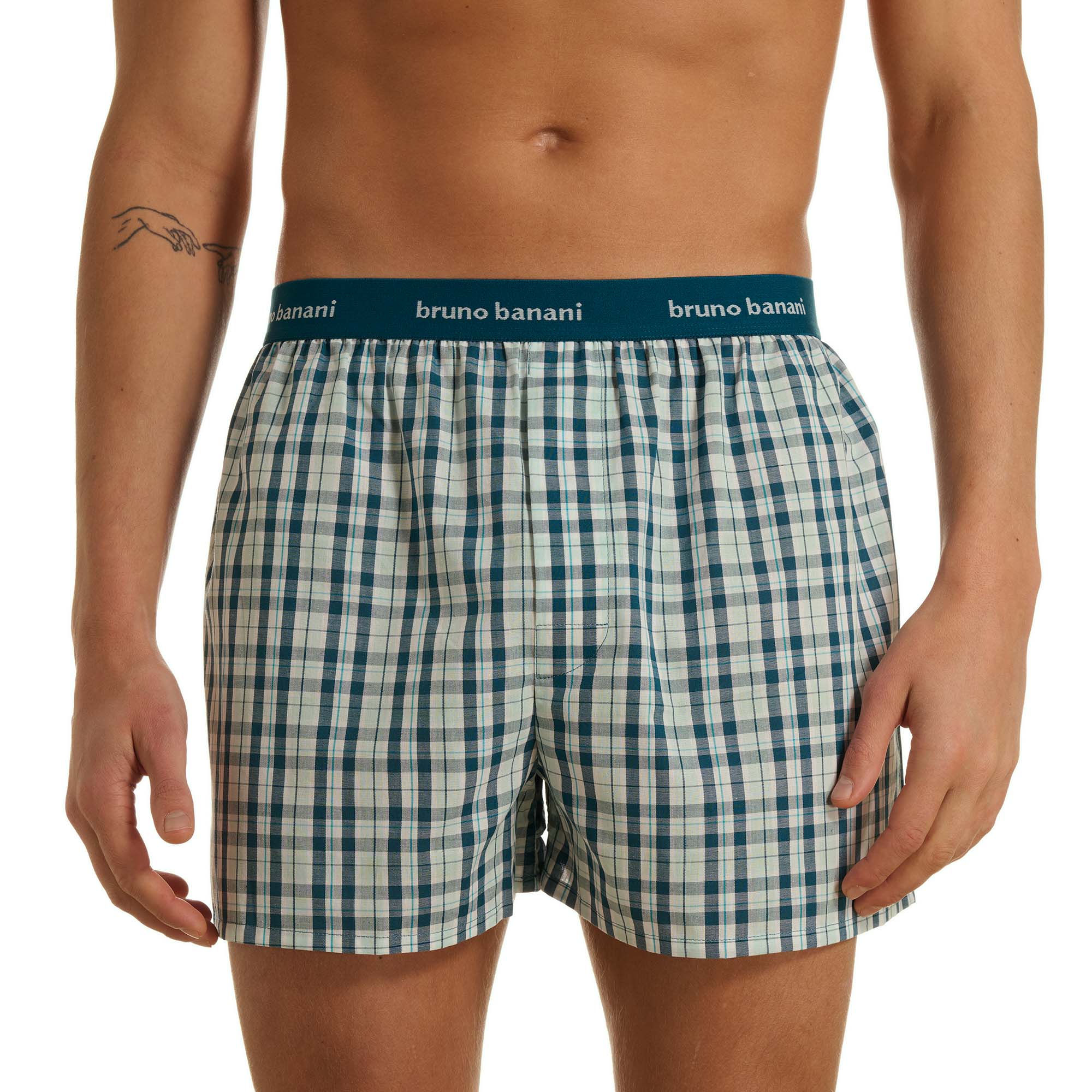 Boxershort Blue Check waistband outside