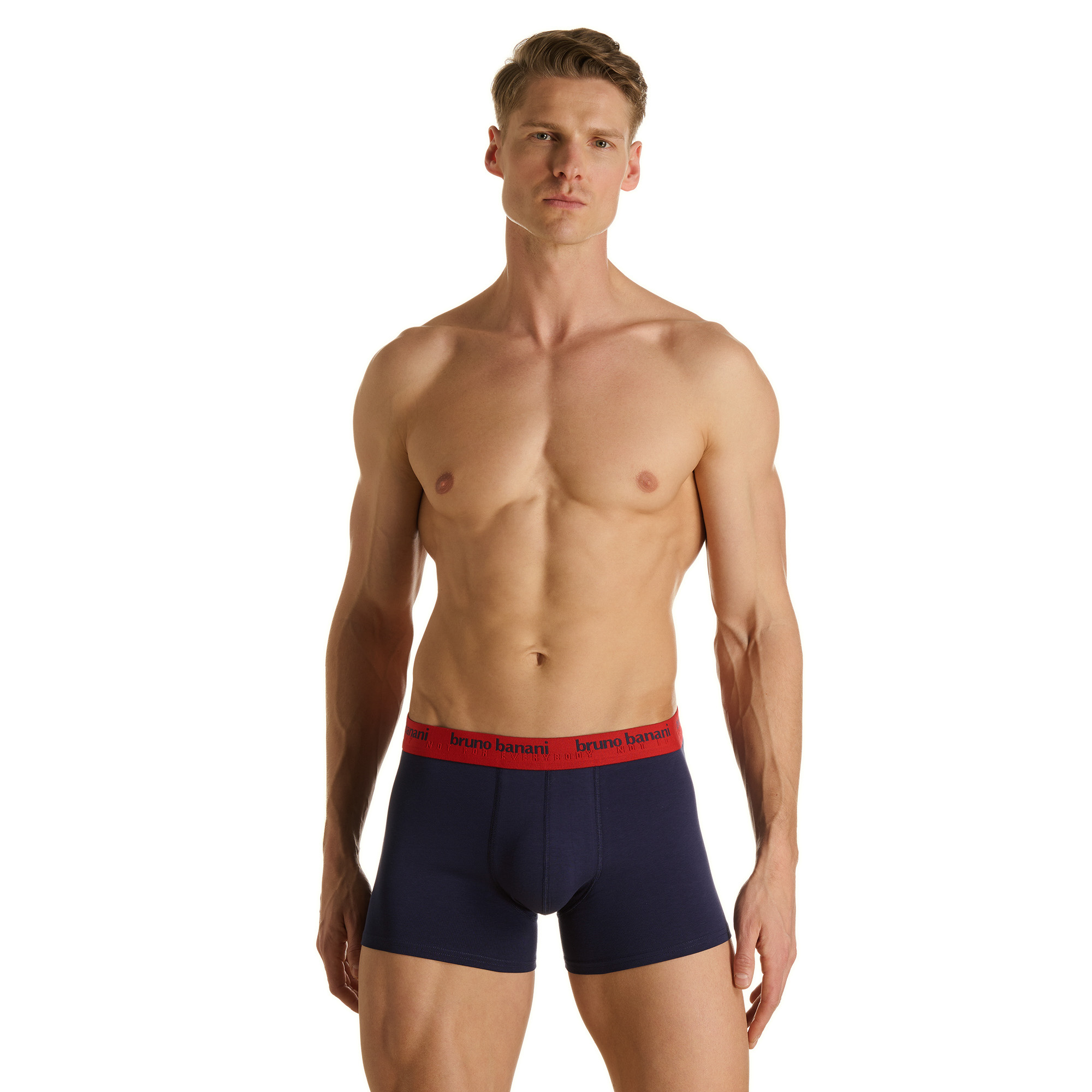 Herren-Boxershorts, Dunkelblau, Roter Logobund, Elastischer Bund