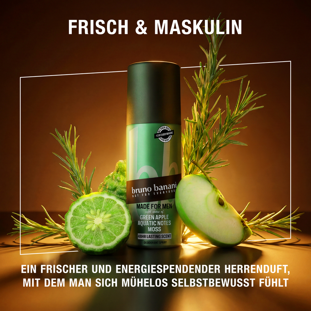 deodorant, Spray, Männer, grüner Apfel, Minzgras, Zitrusduft, frischer vivifierender Herren Duft