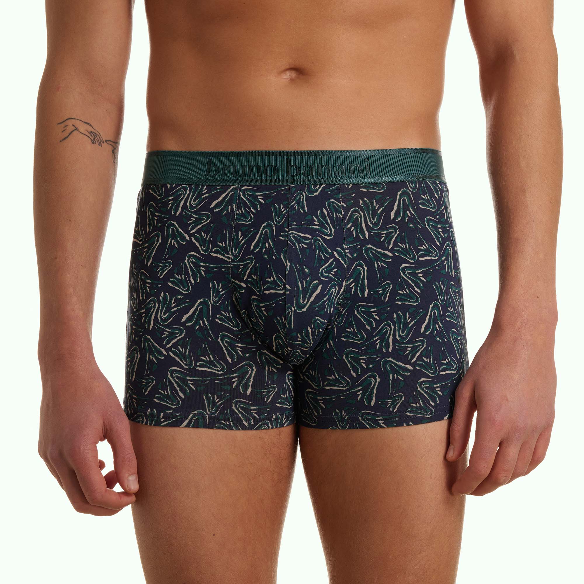 Herren-Boxershorts, Dunkelblau, Musterprint, Elastischer Bund