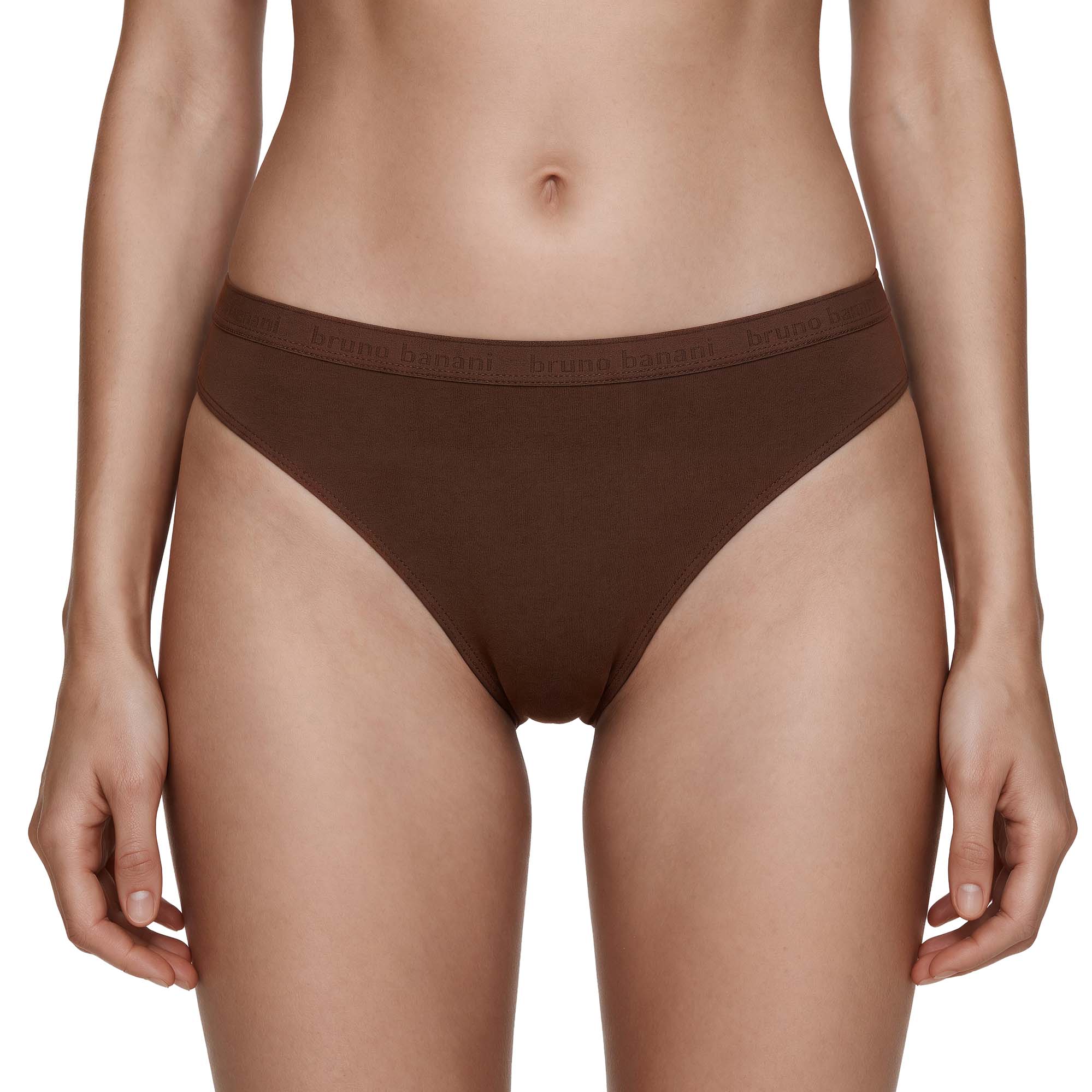 Damen-Slip, Braun, Logobund, Mid-Rise