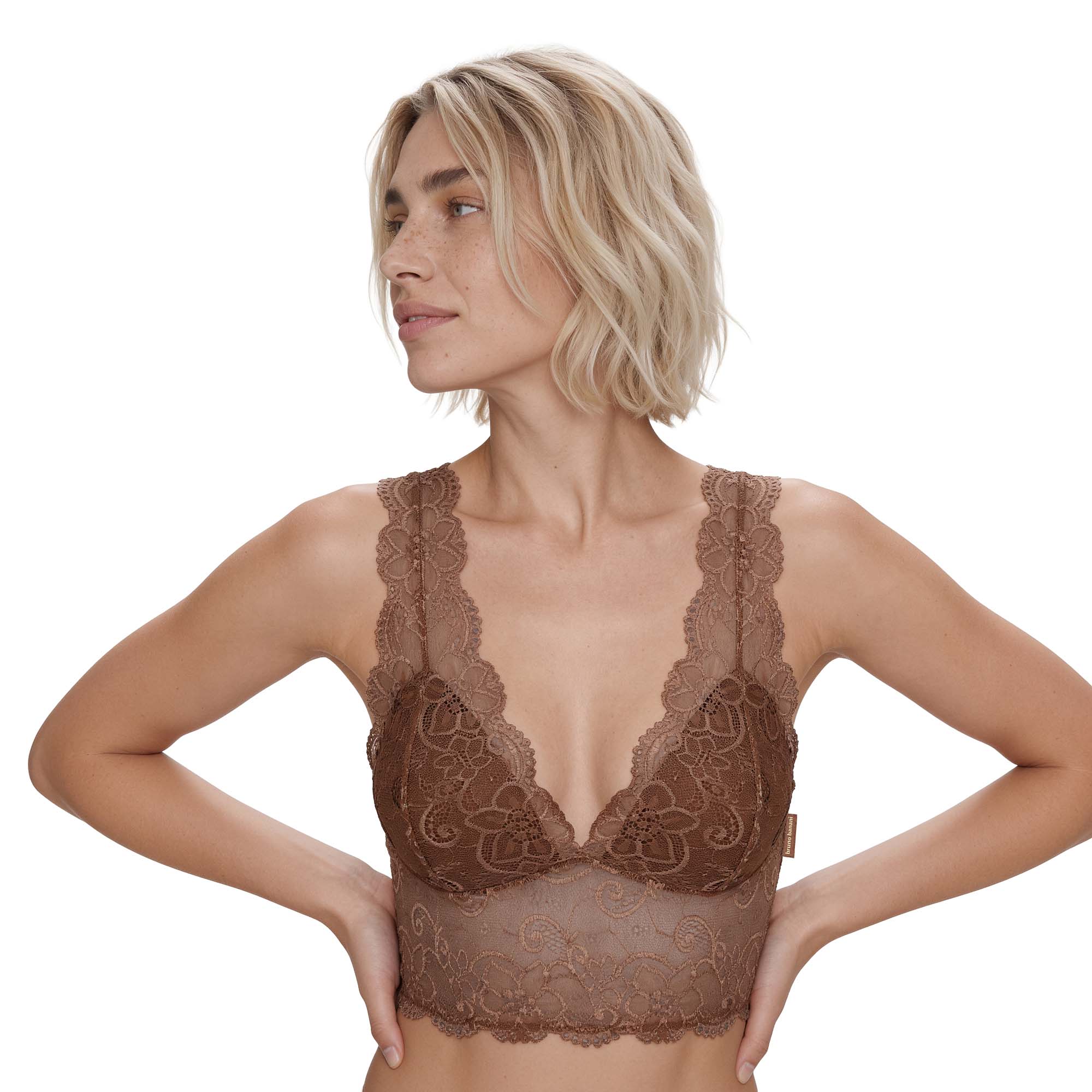 Lace bra, Brassiere, Lingerie top, Brown lace, Deep V neck