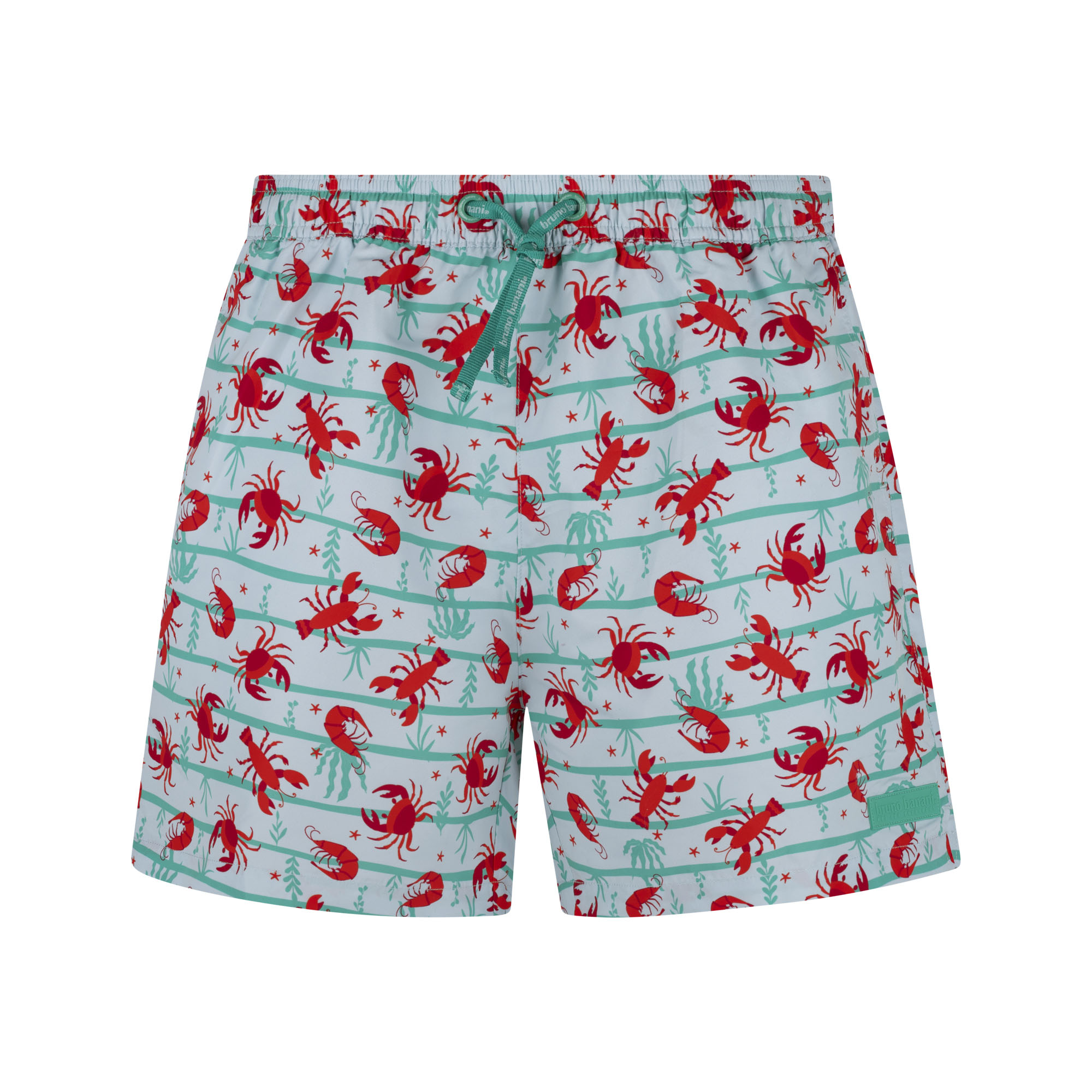 Kurzshort, Hummer-Print, Aquamarin, Elastischer Bund, Seitentaschen