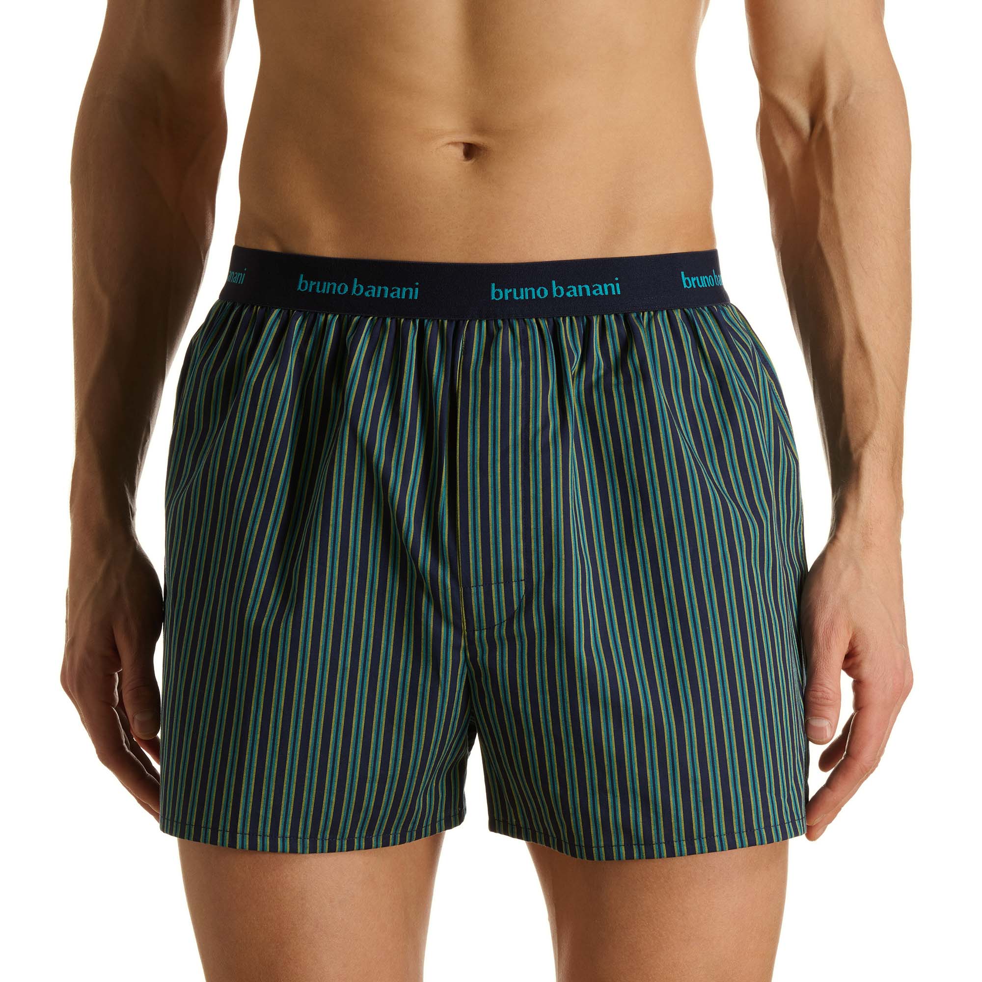 boxer, boxer shorts, gestreift, grüne Streifen, elastischer Taillensaum