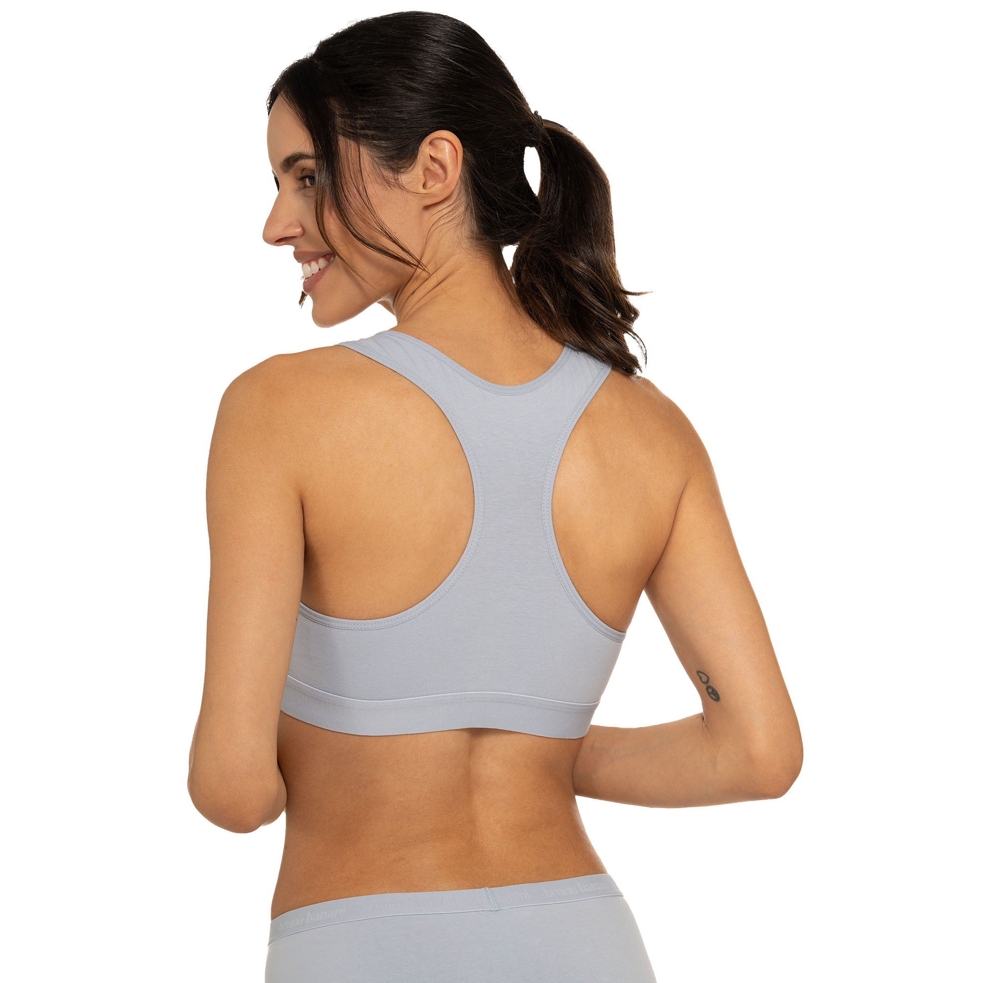 Sport-BH, Racerback, Graues Top, Jogging-BH, Baumwollmischung