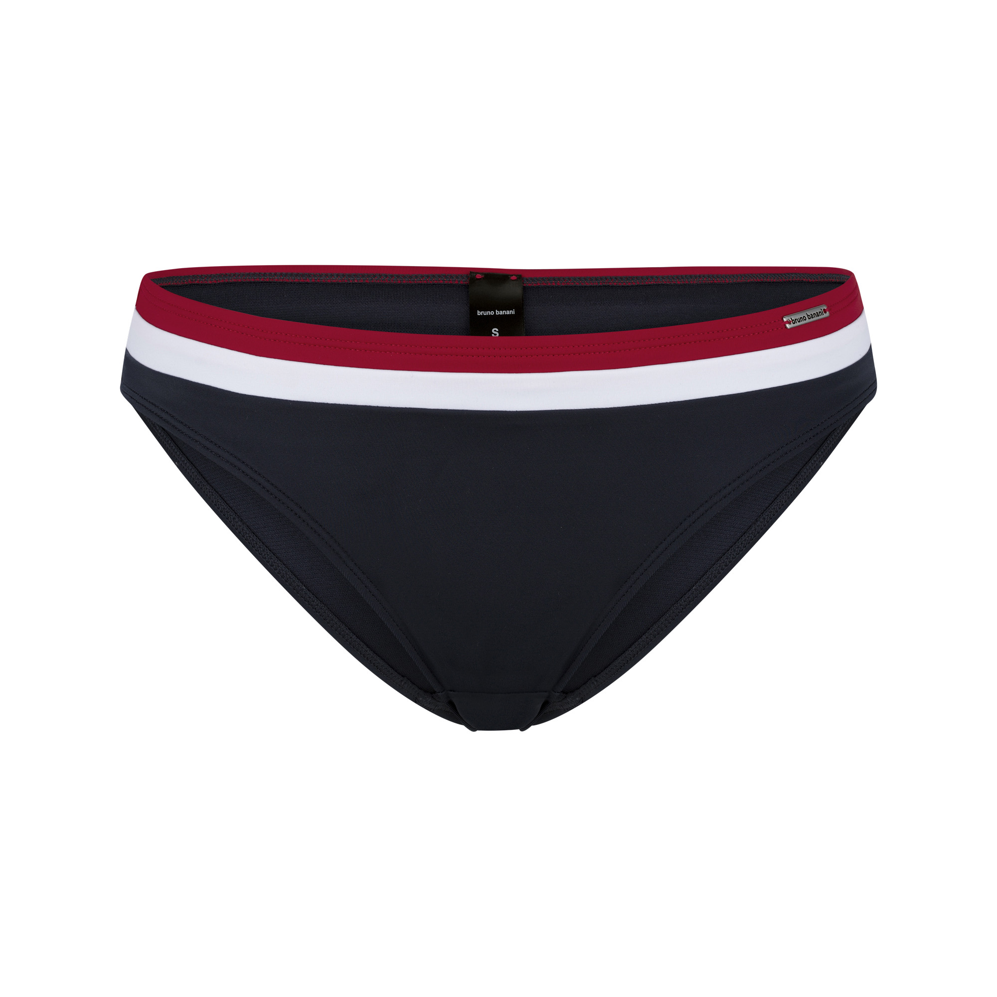 bikinihöschen, Bademode, marineblau, rotbunter rand, Streifenbund