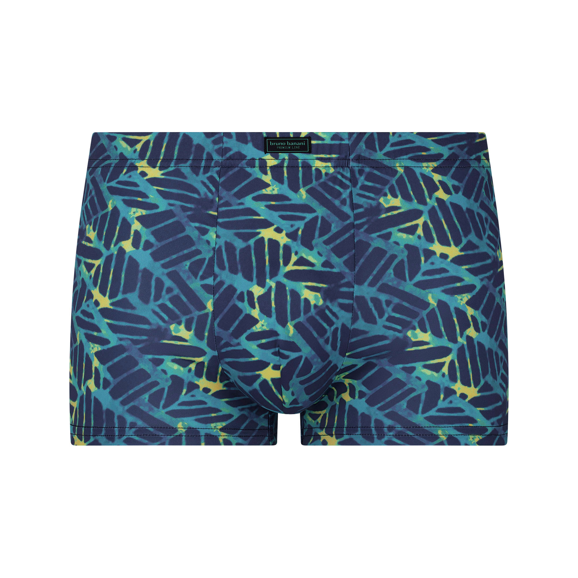 Herren-Boxershorts, Mikrofaser, Blau-grün, Blätterprint, Elastischer Bund