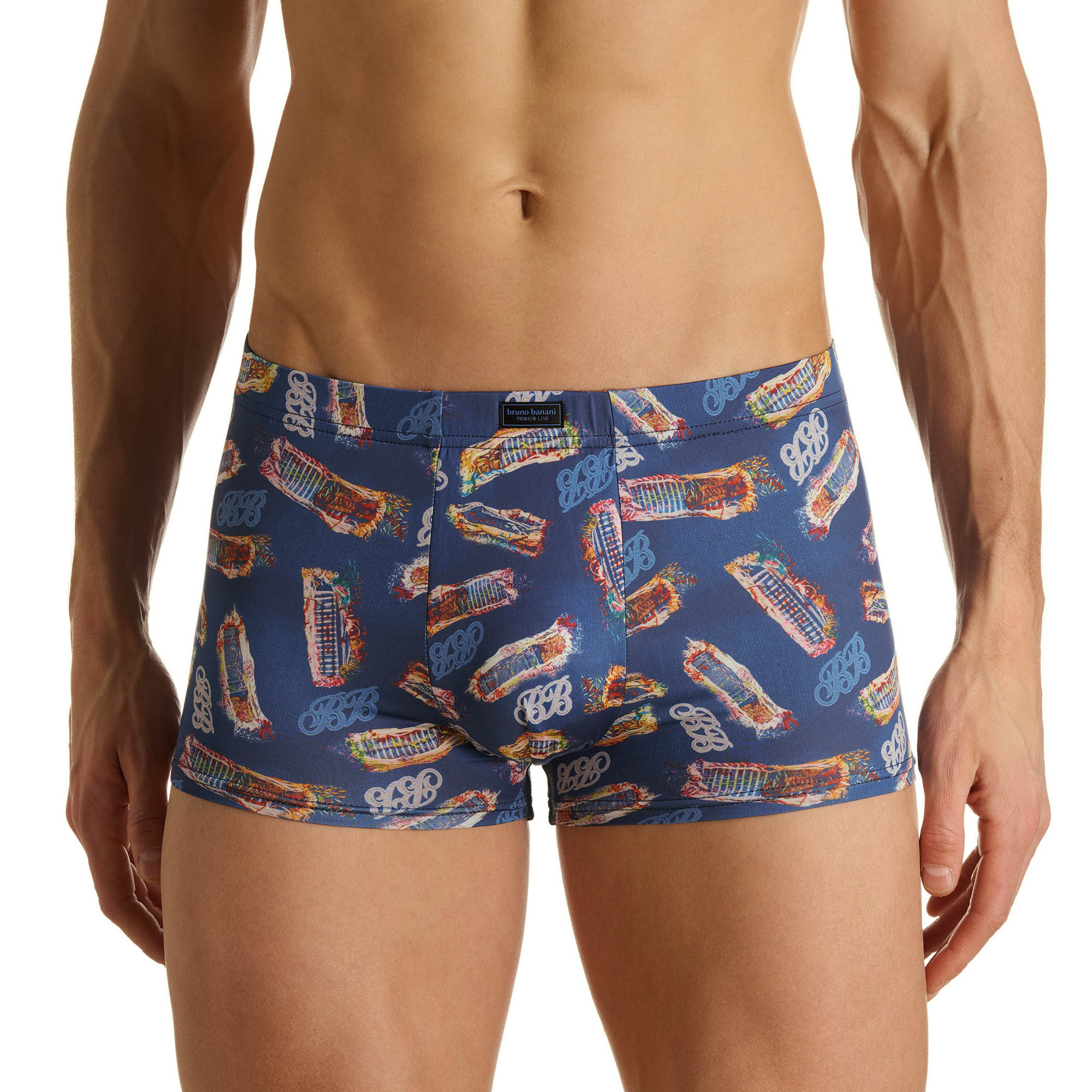Boxer, Boxer-Shorts, Gemustert, Druck, Marineblau