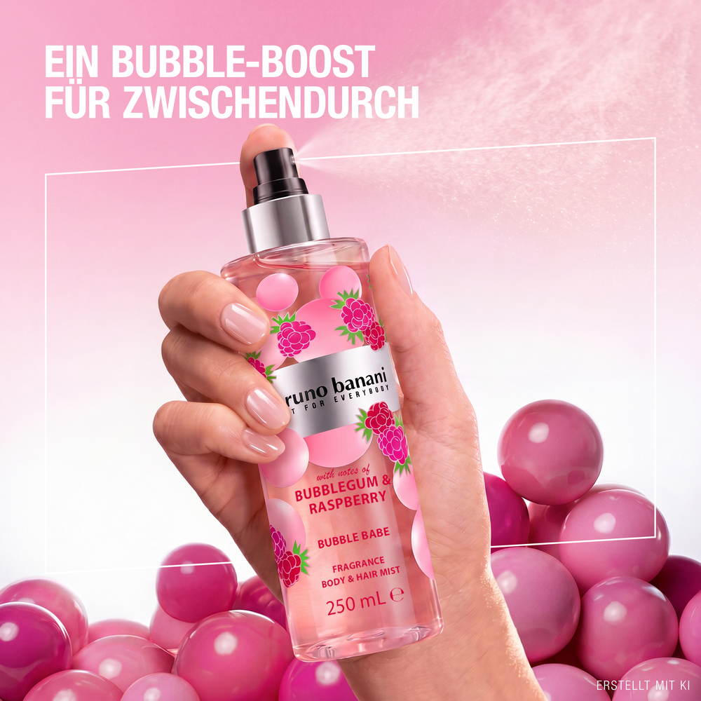 Body spray, Duft, Bubble-Flasche, Himbeere, Rosa