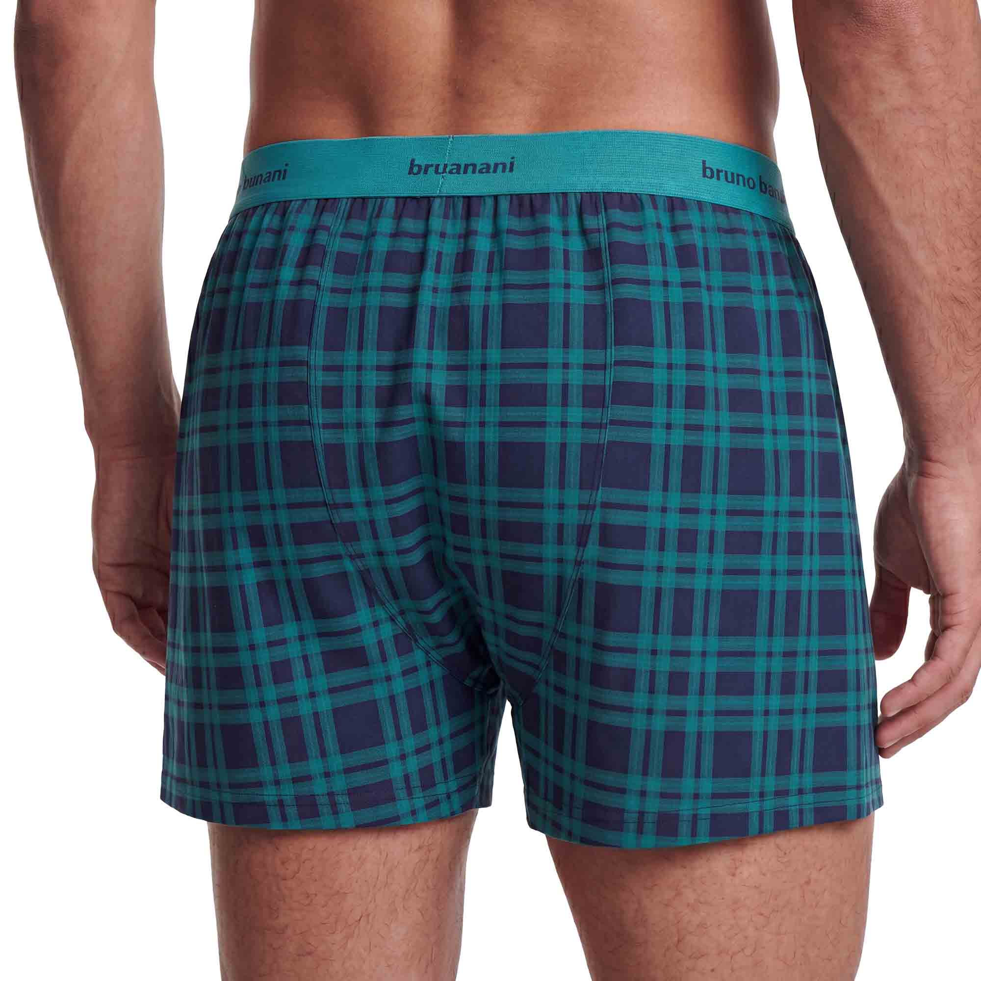 Herren-Boxershorts, Karomuster, Türkis-blau, Webstoff, Elastischer Bund