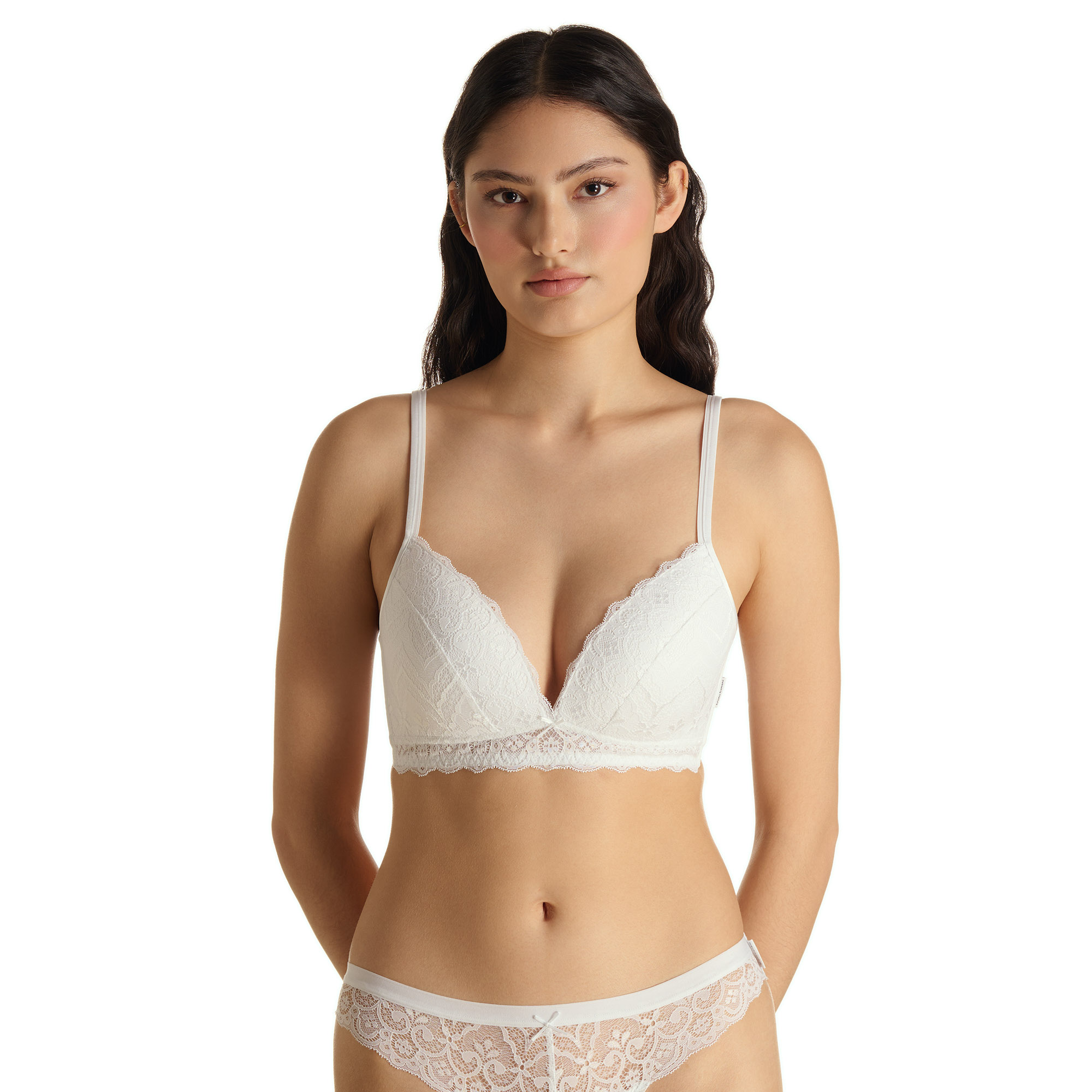BH, Lingerie, Brassiere, Spitze, Beige/Weiß