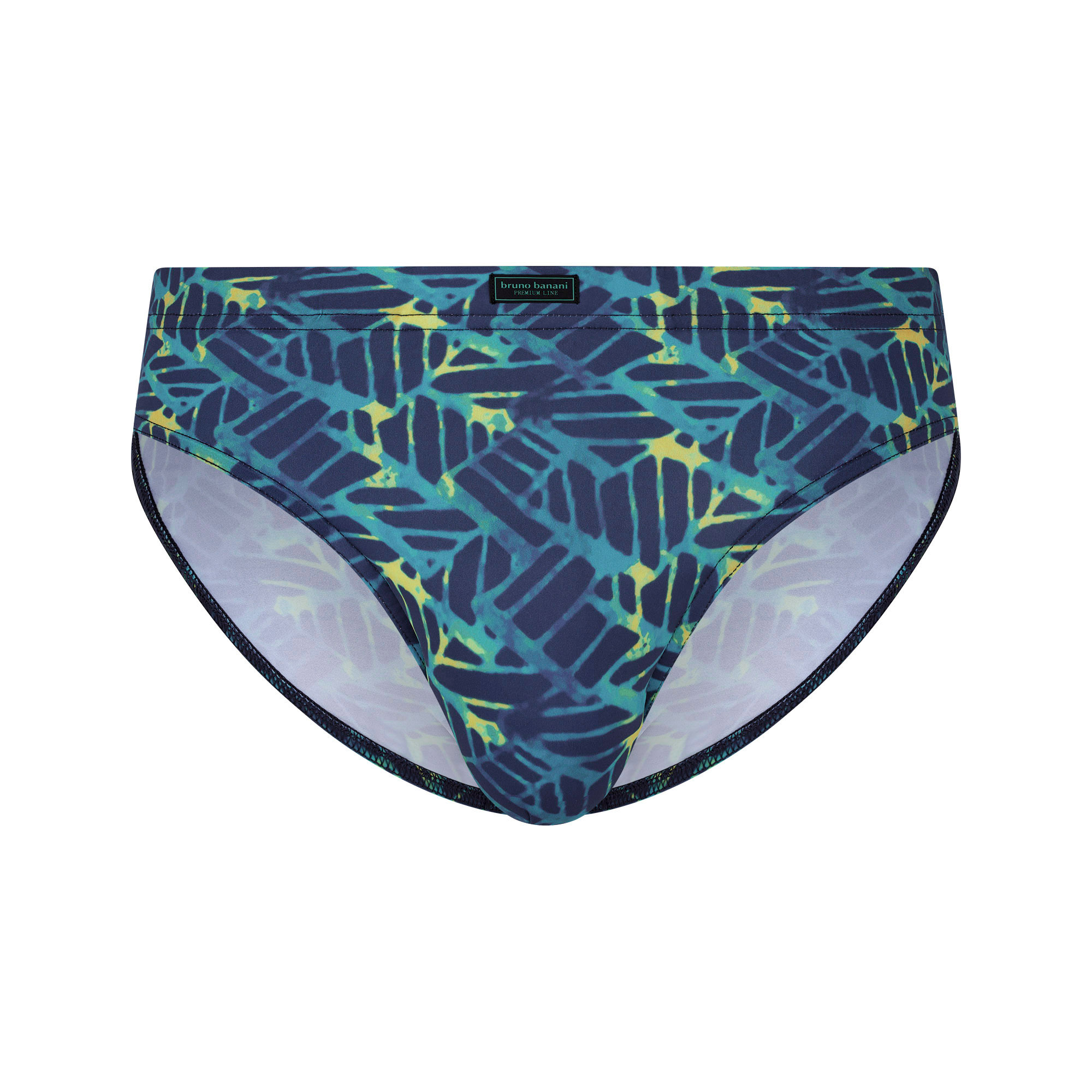 Herren-Slip, Badehose, Abstraktes Muster, Blau-grün, Elastischer Bund