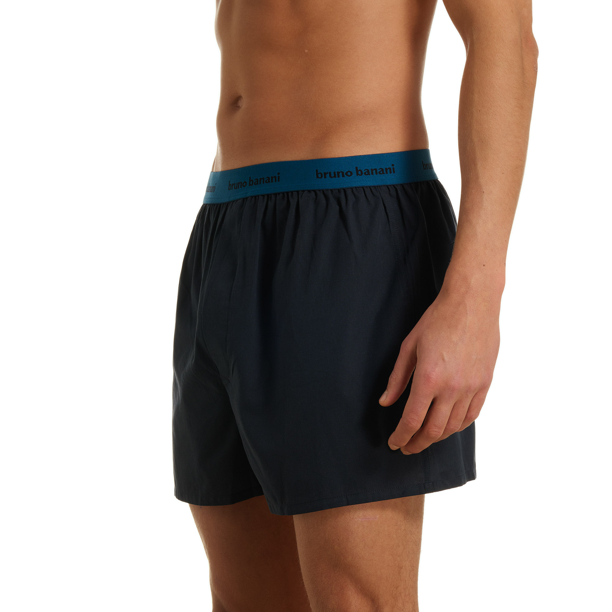 Boxershorts, Navy, Elastischer Bund, Markenarmband, Kürzere Länge