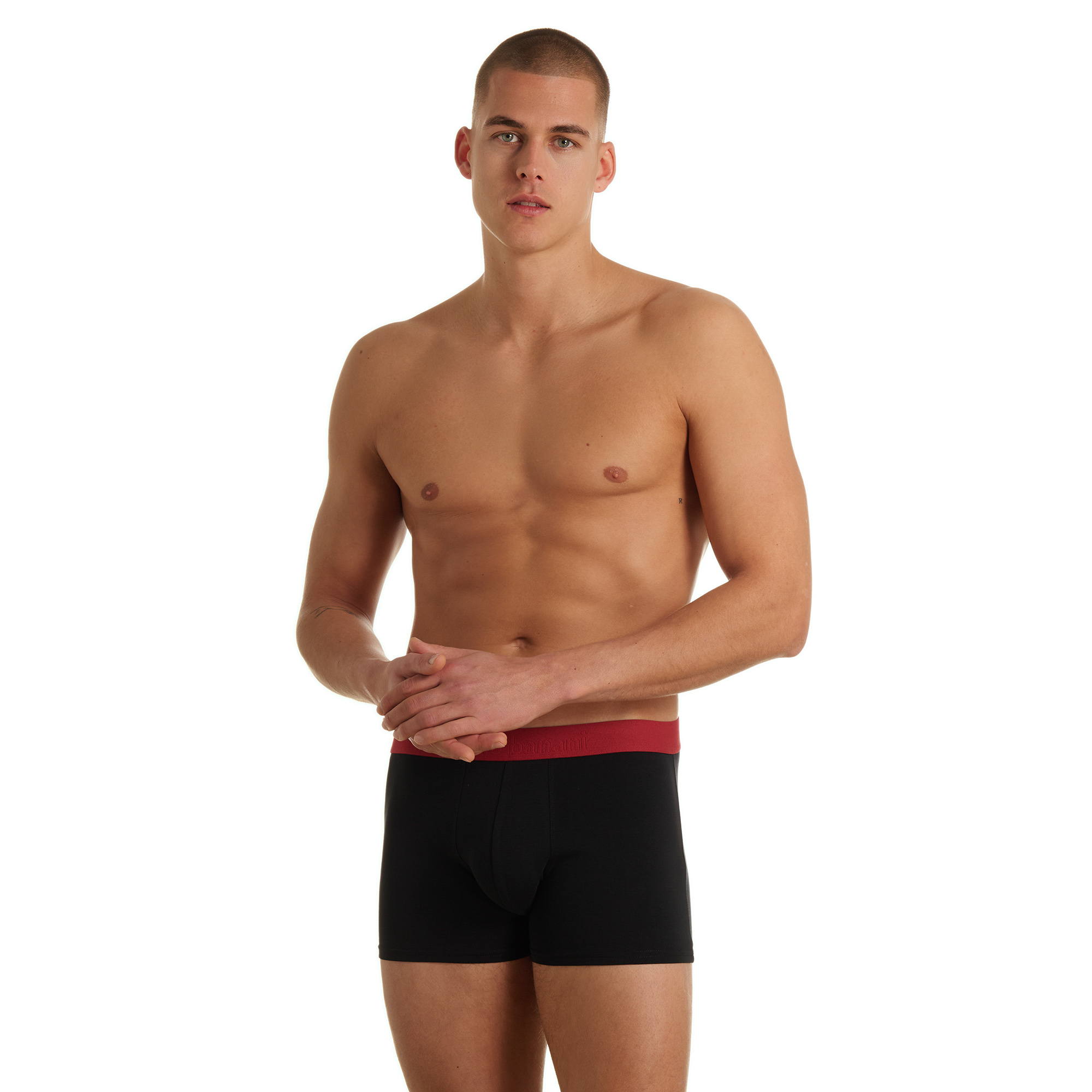 Unterwäsche, Boxer, Schwarz, Rotband, Baumwolle