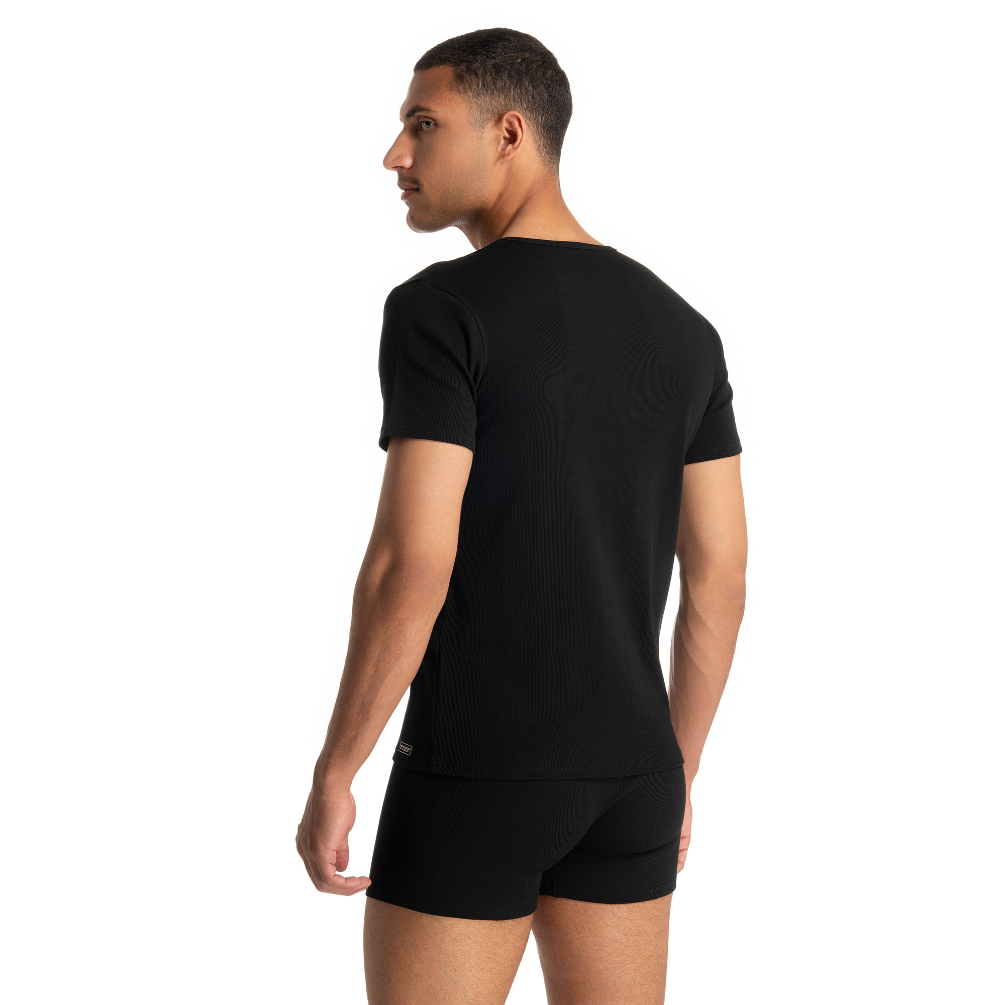 V-Shirt Fine Rib T-shirt, Ärmel, Erwachsener, Mann, Person