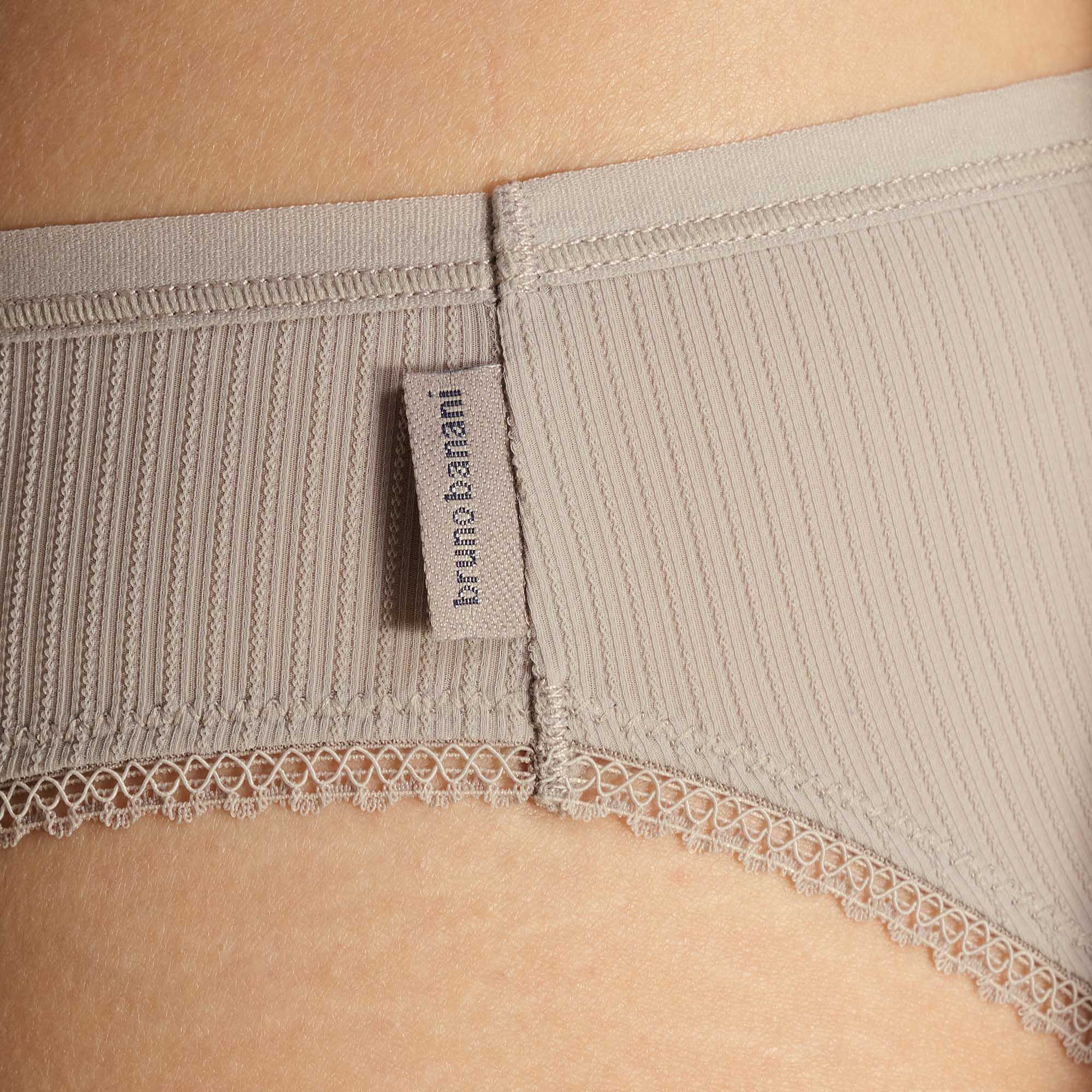 Unterwäsche, Slips, Beige, Rippenstruktur, Spitze