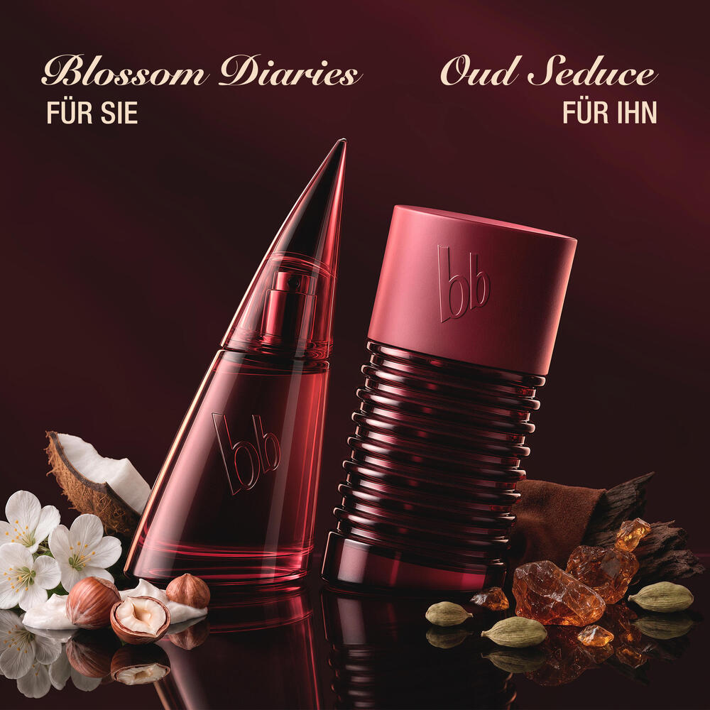 Parfum, Flakon, Rot, Glitzer, Nussduft