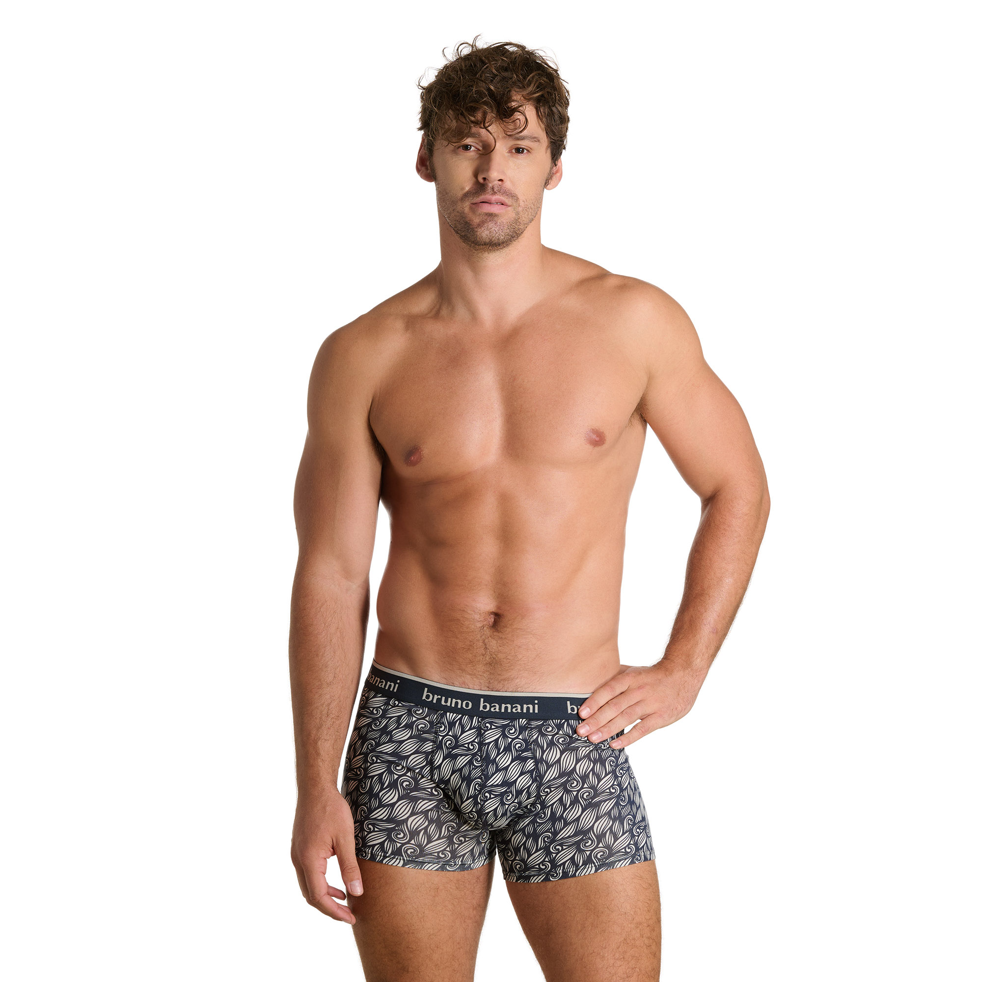 Männerunterwäsche, Boxer, Schwarz Weiß Muster, Weiche Baumwolle, Gürtelbund mit Logo