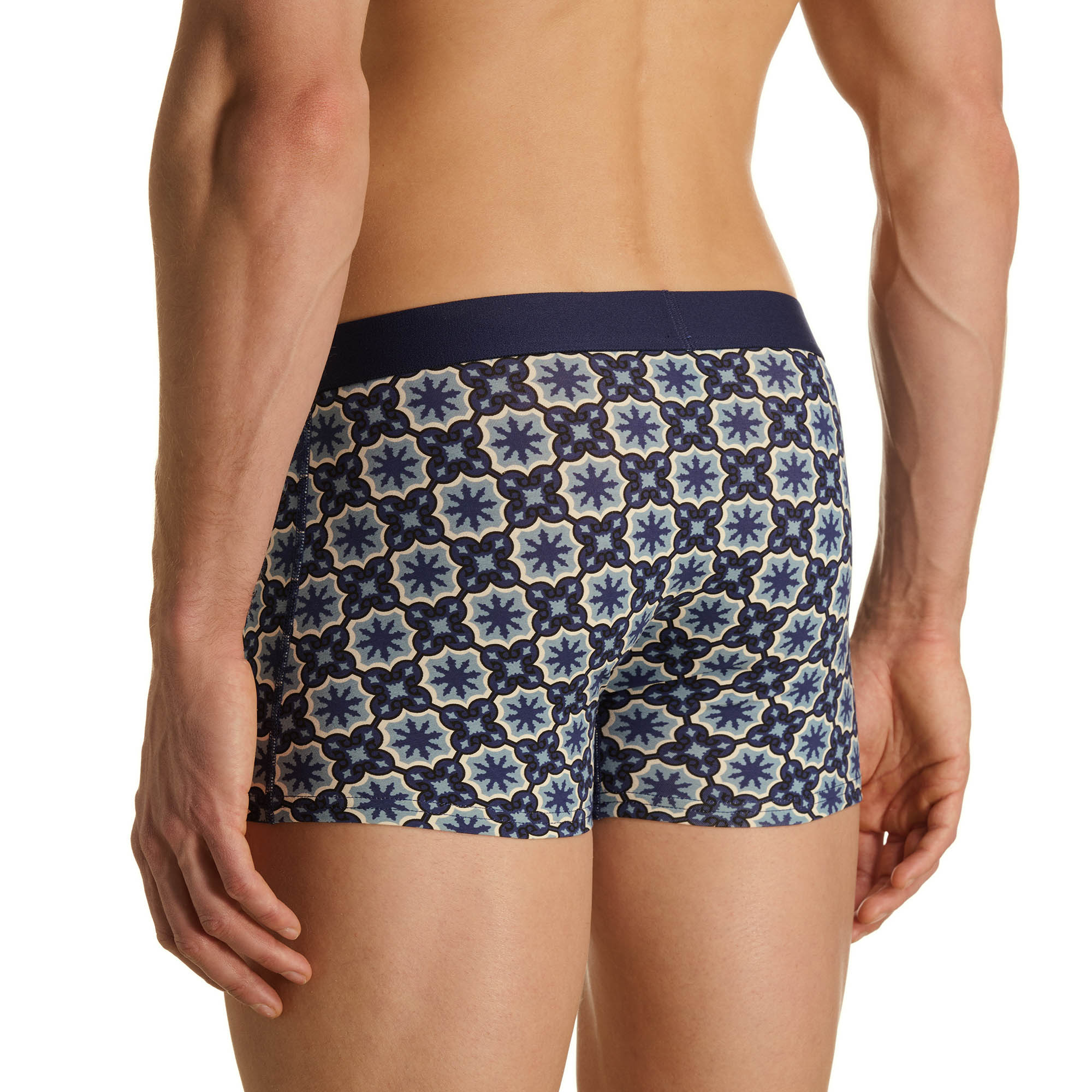 Boxer-Shorts, gemusterte Shorts, Mitternachtblau, weicher Bund, Stock-Design