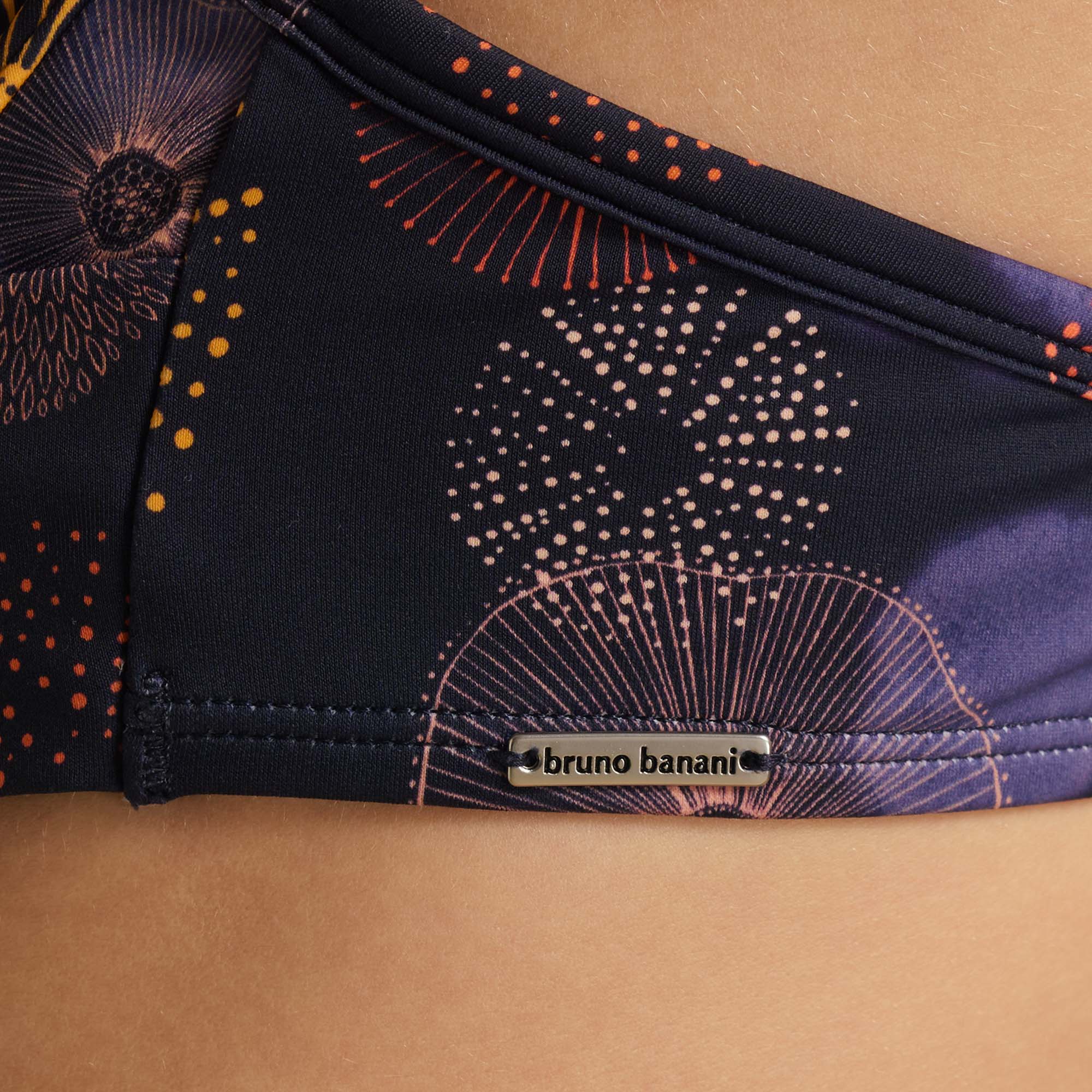 Sport-Bikini, Damen-Bikini, Stoff-Druck, Navy Blau, Markenlabel