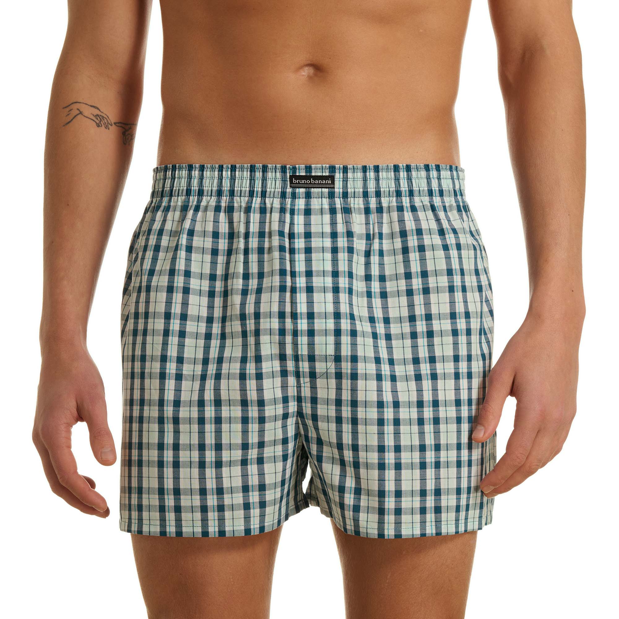 Boxershorts, Boxers, Karomuster, blaue Kontrollen, elastischer Bund