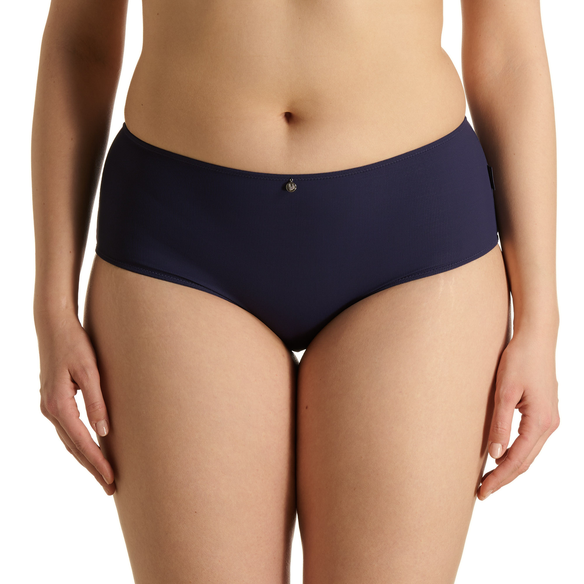 Bikini-unterteil, Höschen, Navy, Rippstruktur, Großes Taillenband