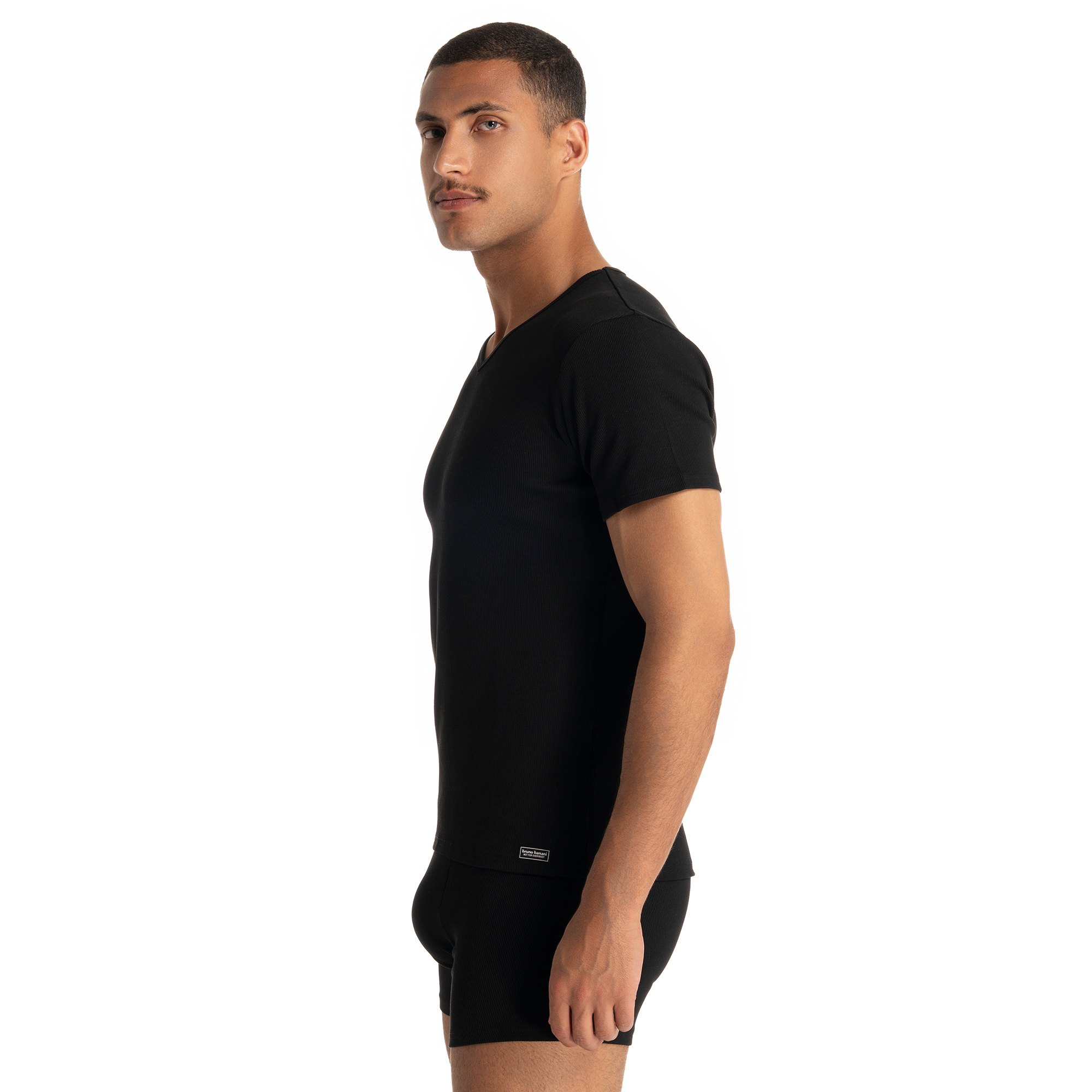 V-Shirt Fine Rib Langarm, Ärmel, Person, T-shirt, Unterhemd
