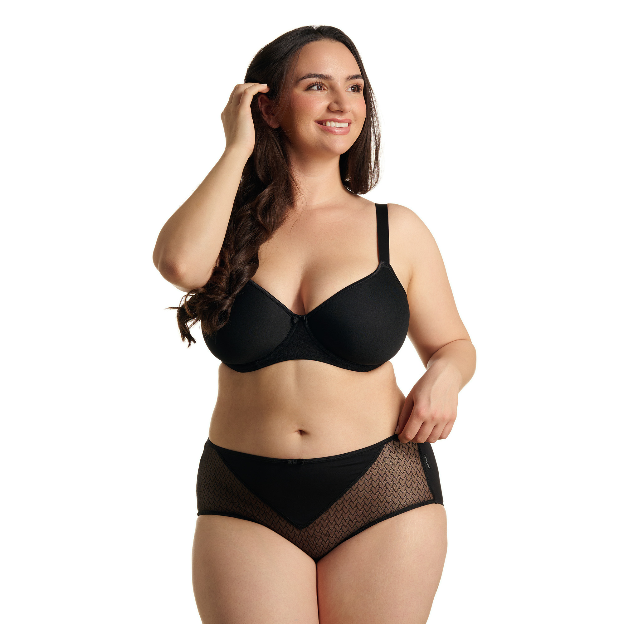 BH-Bras, Schwarz, Unterwäsche, Spitzenmesh, Plussize