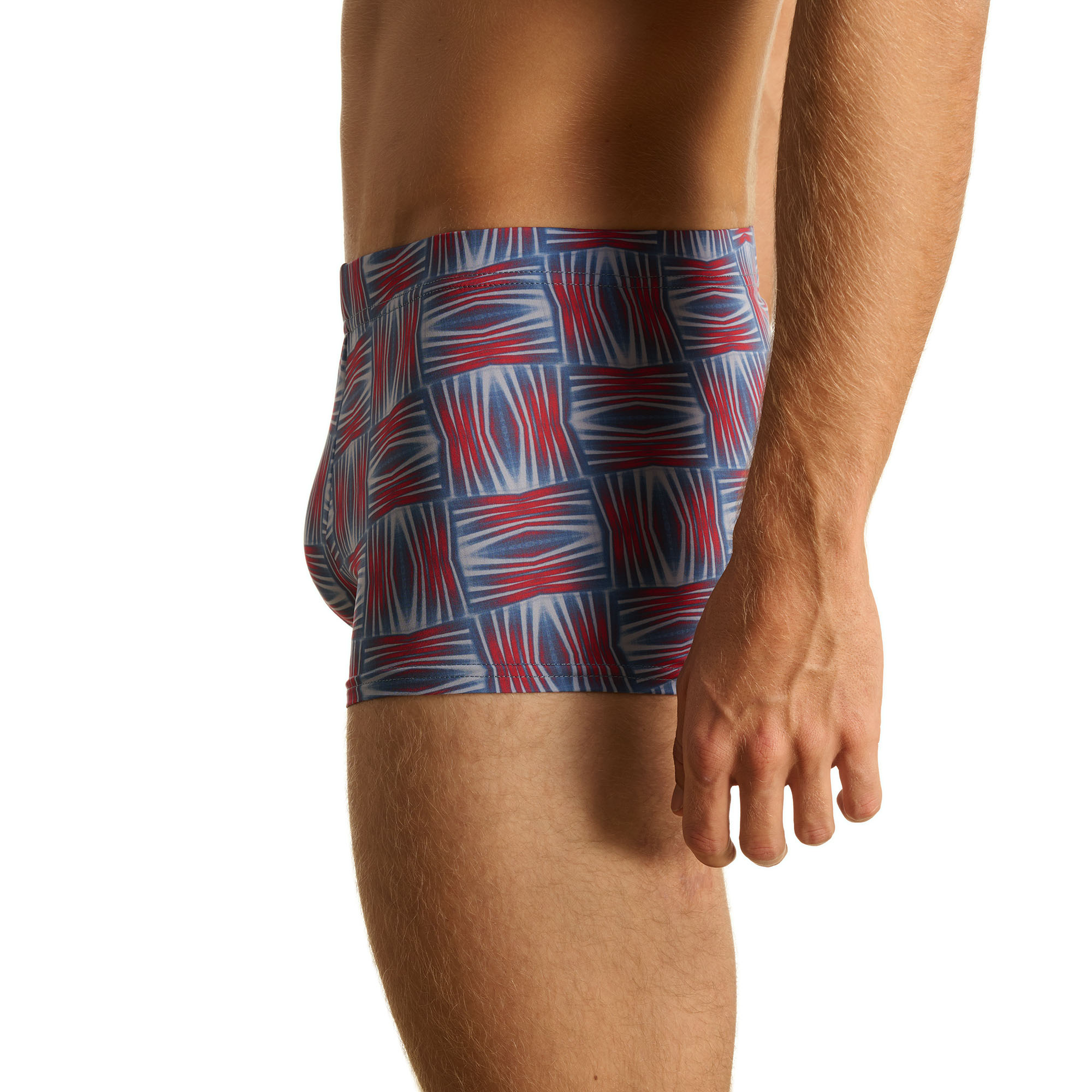 Männer Slip, 泳裤?, Boxer, Print, Blau Rot Muster