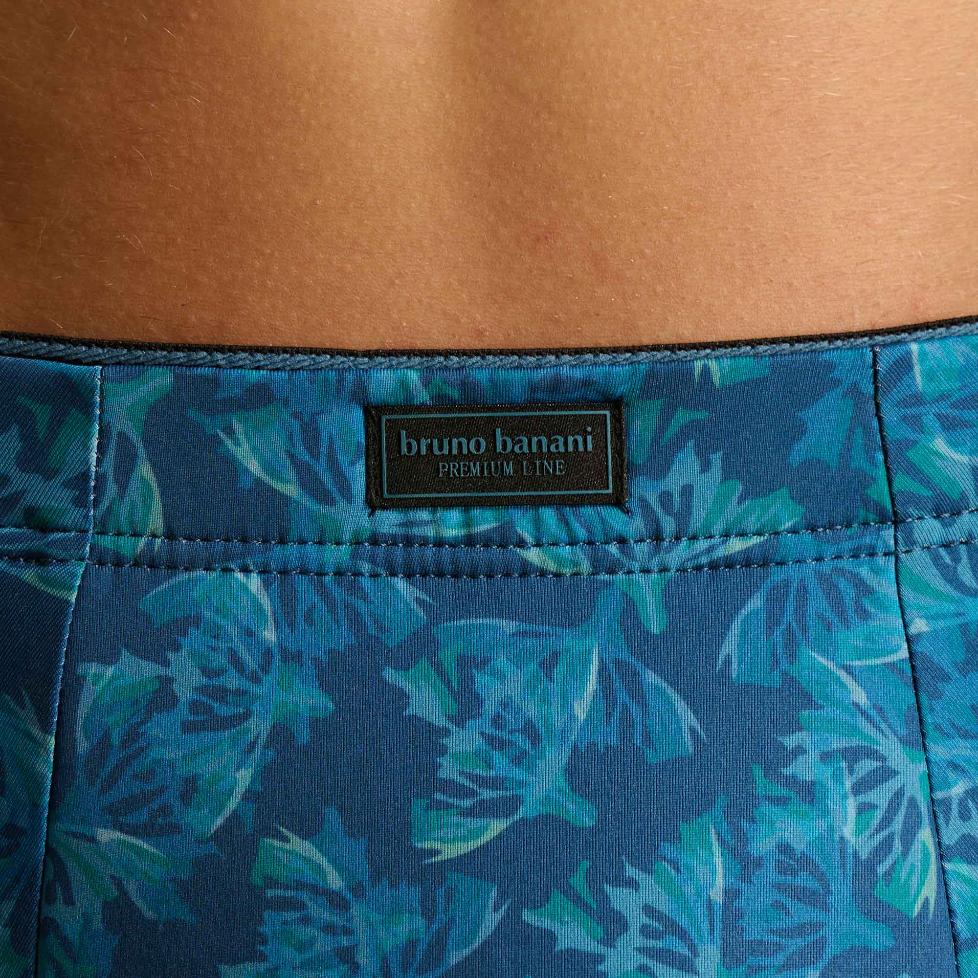 waistband, patterned shorts, blue-green, flora print, bruno banani label