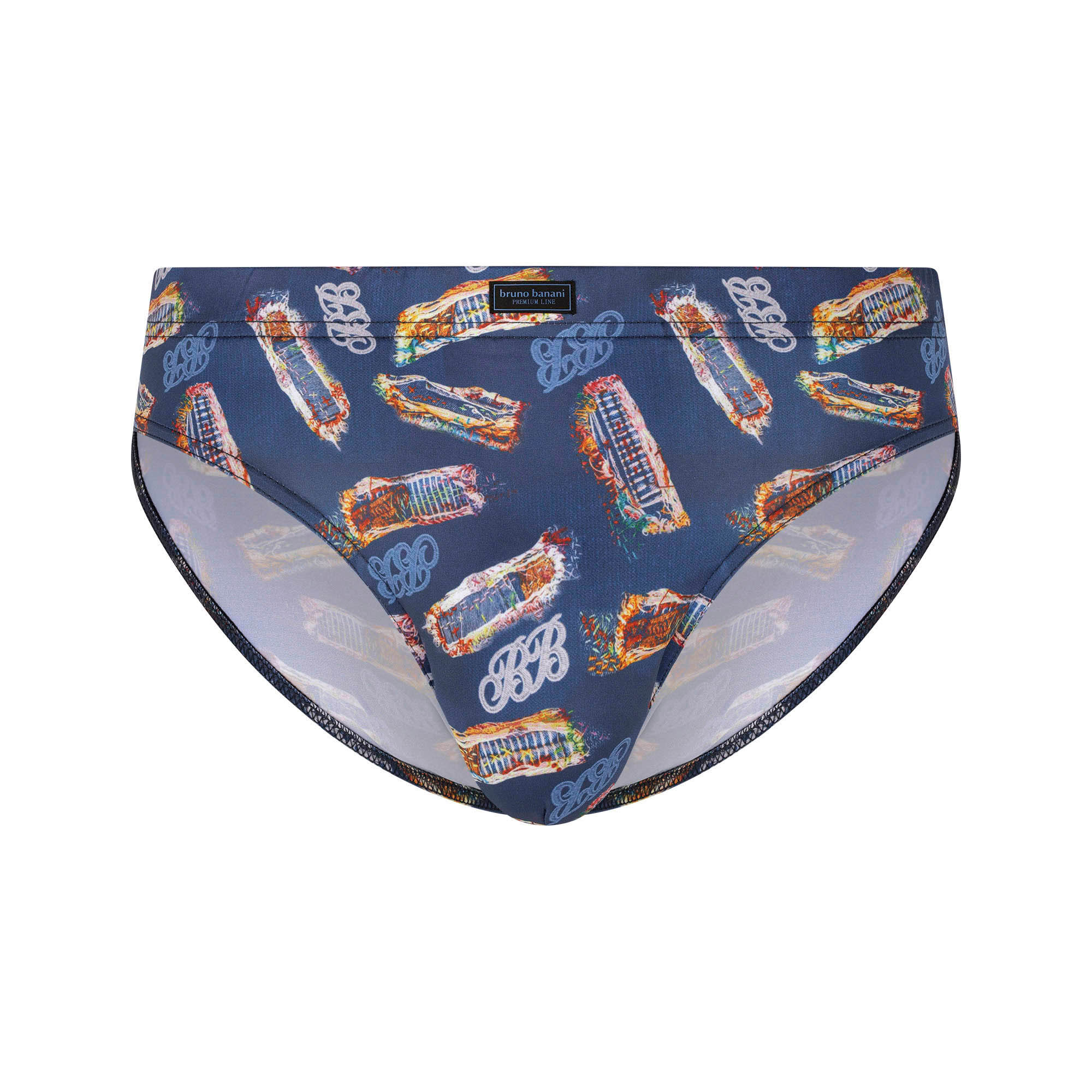 Bikinihose, Bademode, Blau, Bedrucktes Muster, Streifen