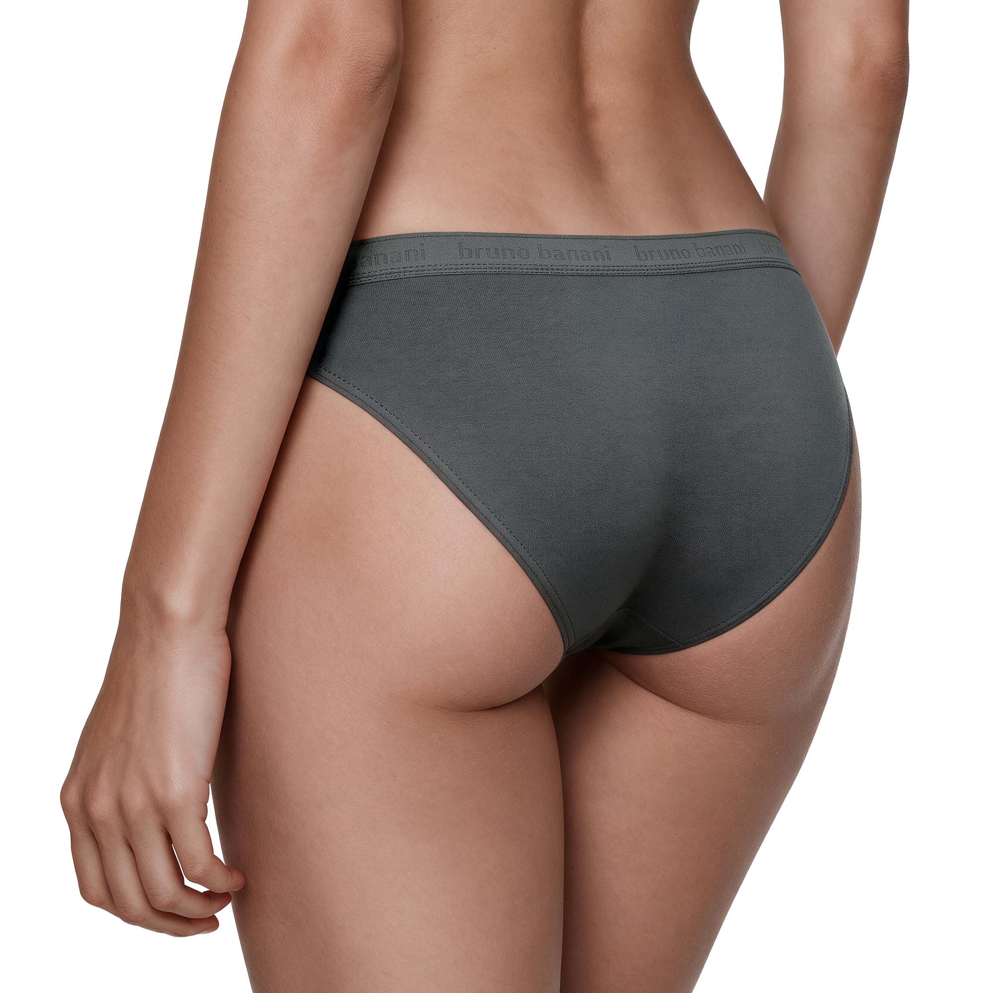 Damen-Slip, Dunkelgrau, Elastischer Bund, Logo-Bund, Baumwollstoff