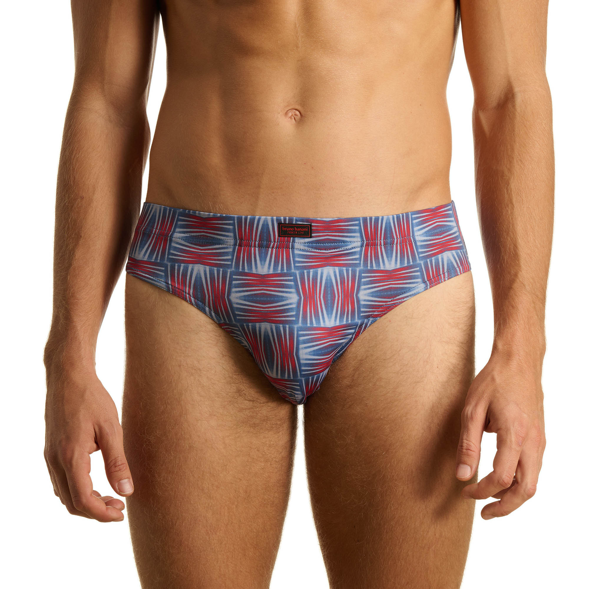 SchwimmSlip, Badehose, Gemustert, Blau Rot, Niedrige Taille