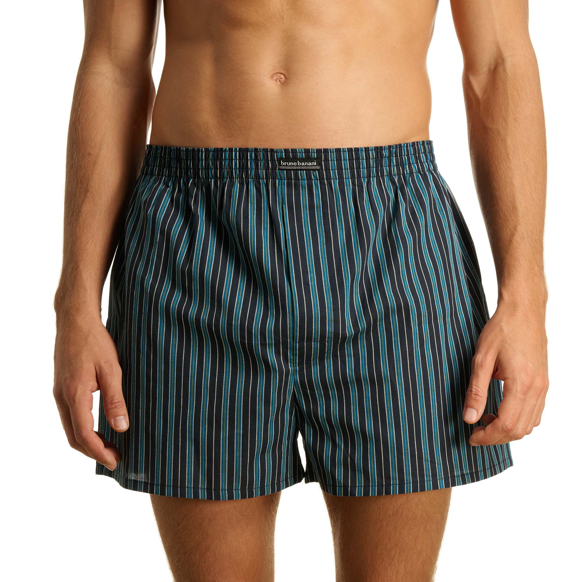 Hemd-Shorts, Streifen, Streifenmuster, Badeshorts, Baumwollmaterial