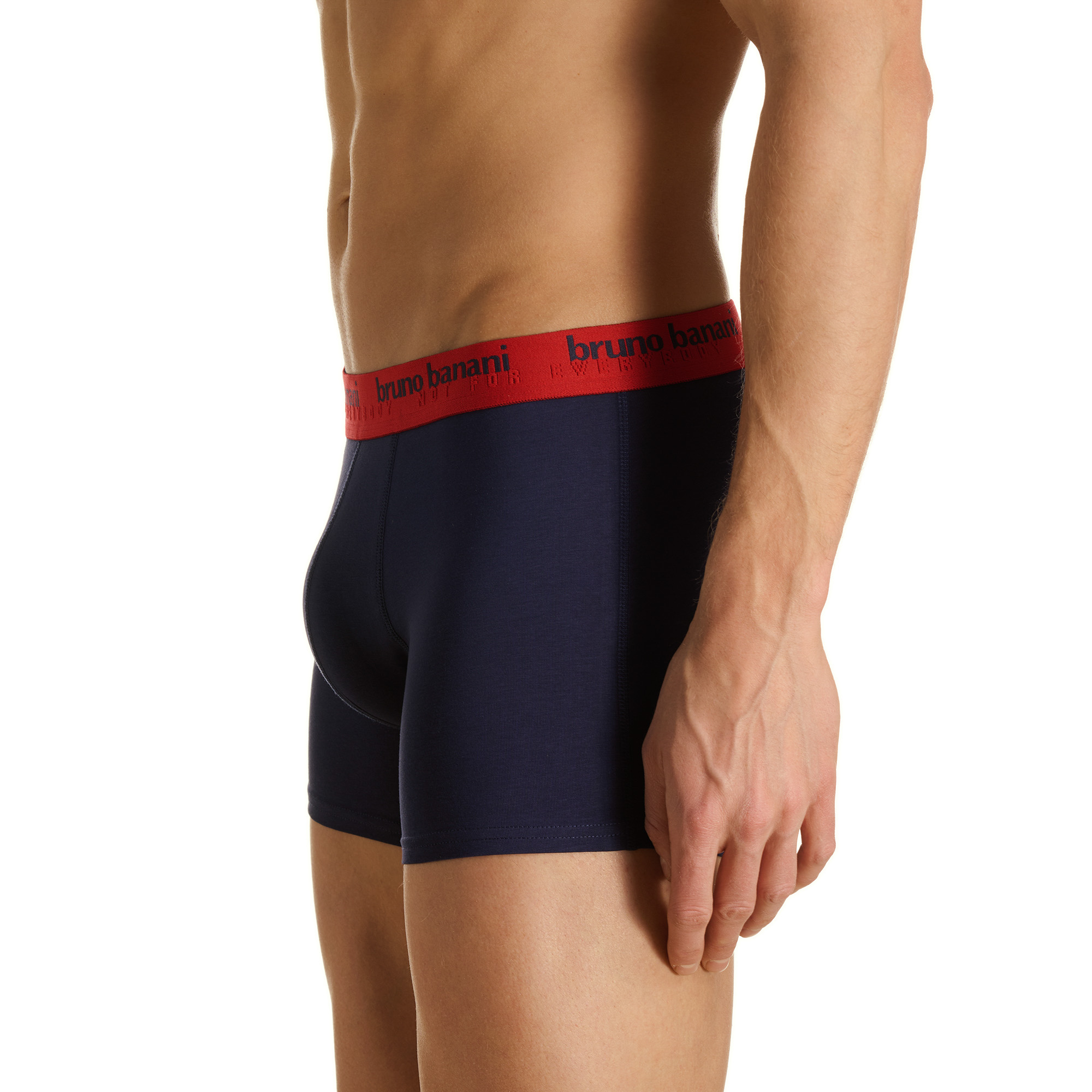 Herren-Boxershorts, Dunkelblau, Roter Bund, Elastischer Bund